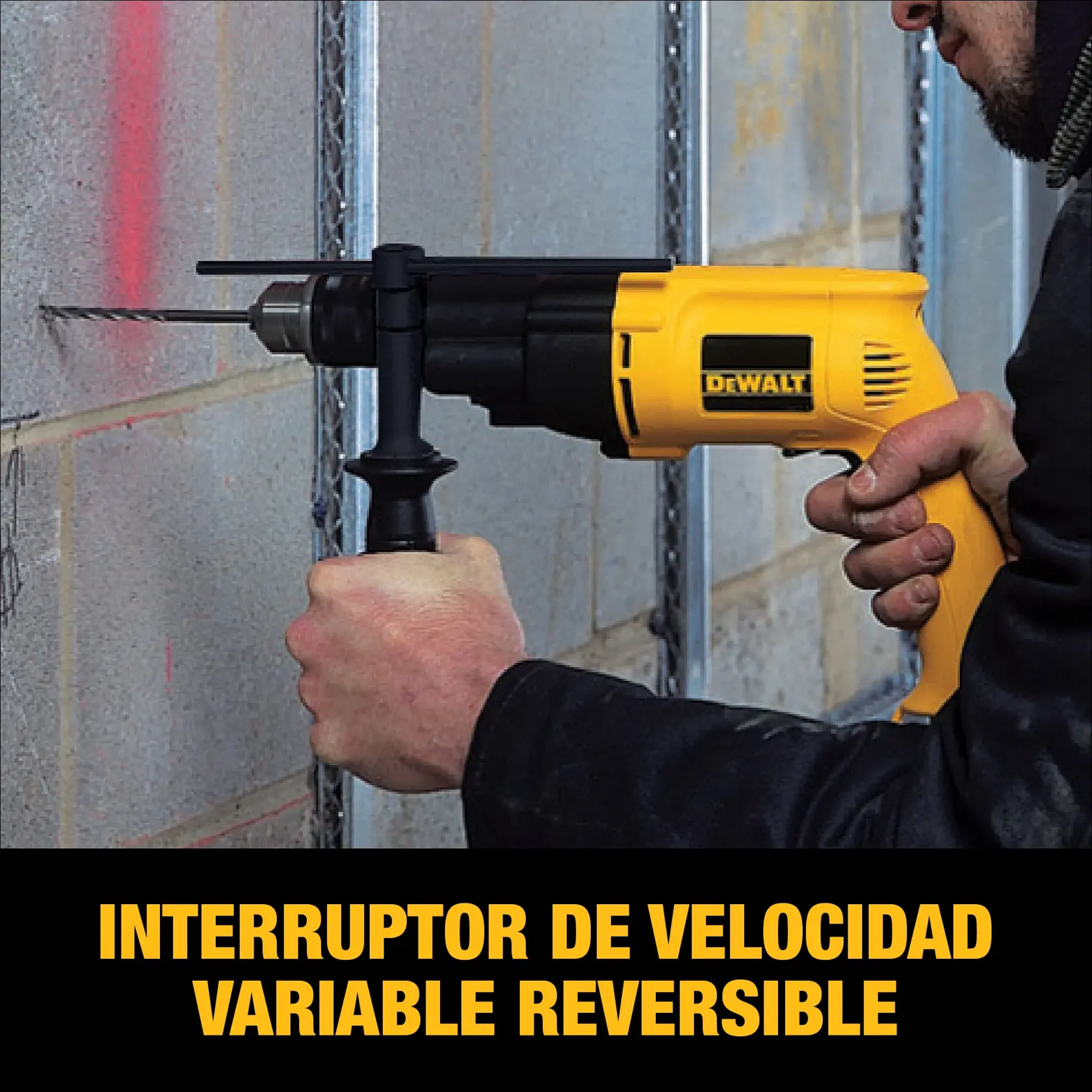 DEWALT® Taladro Percutor de 1/2" (13mm) con Cable de 800W y Velocidad Variable Reversible