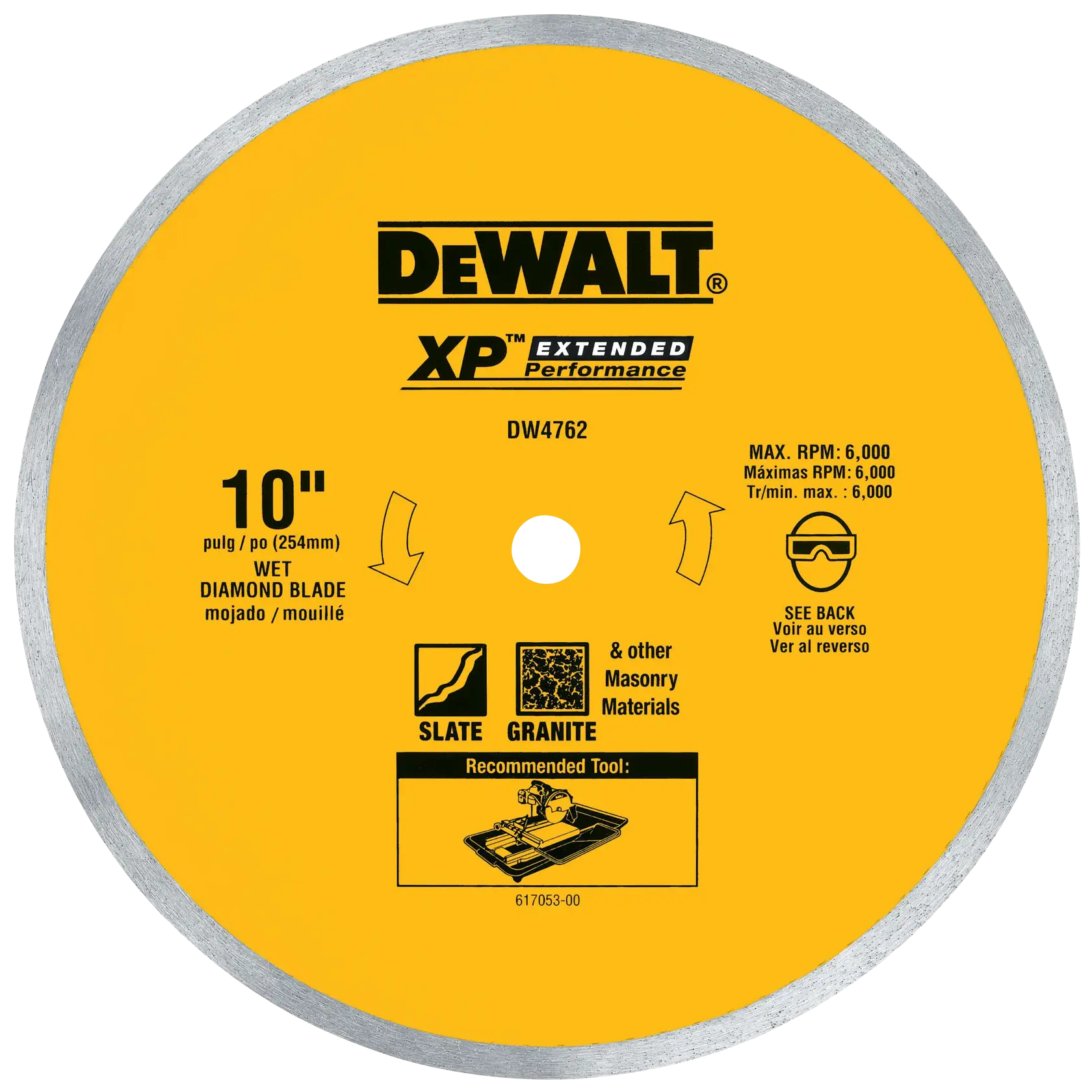 DEWALT® Disco Diamantado XP de 10" (254mm) Continuo para Corte de Porcelana en Seco/Húmedo