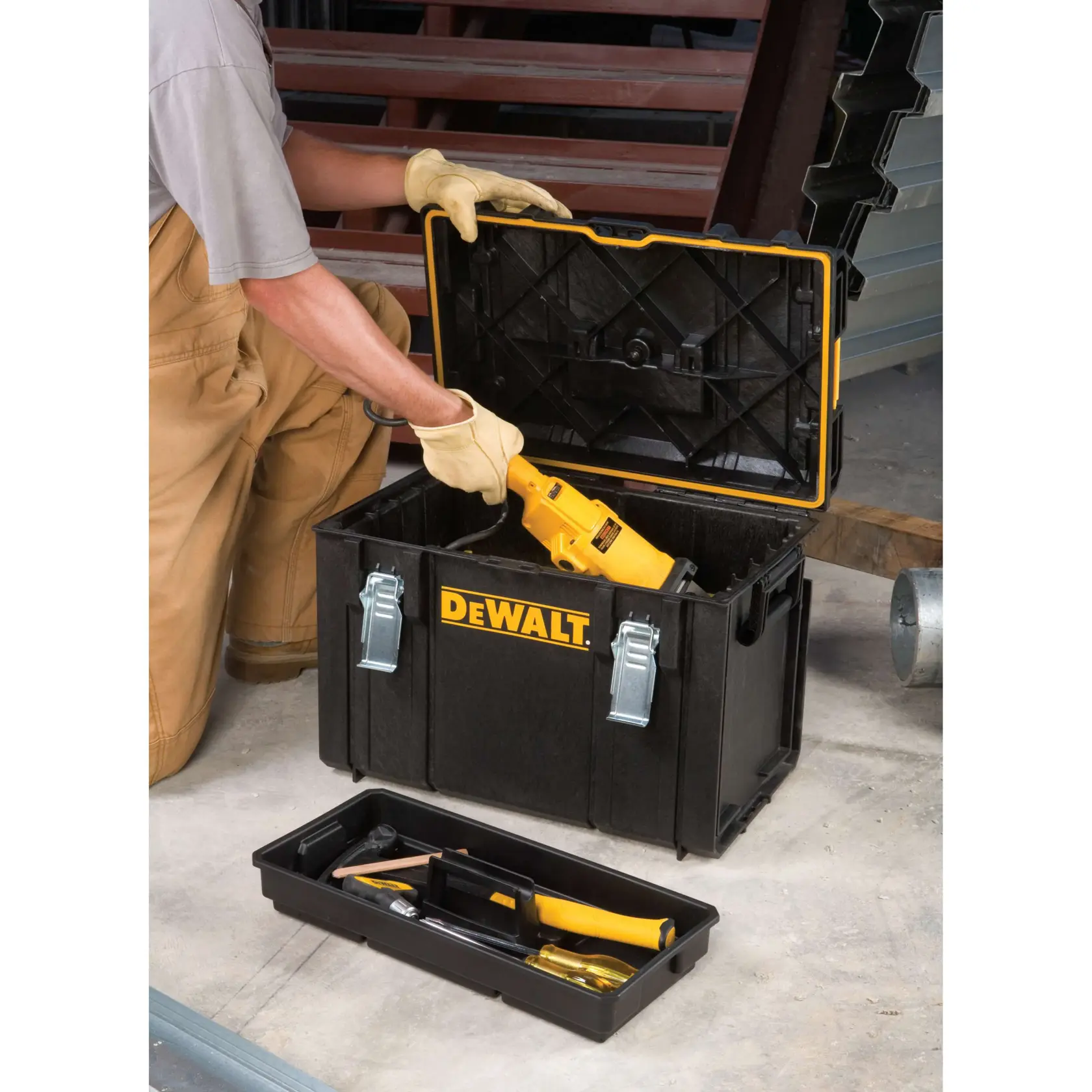 tough system DS400 XL case being used to store tools.