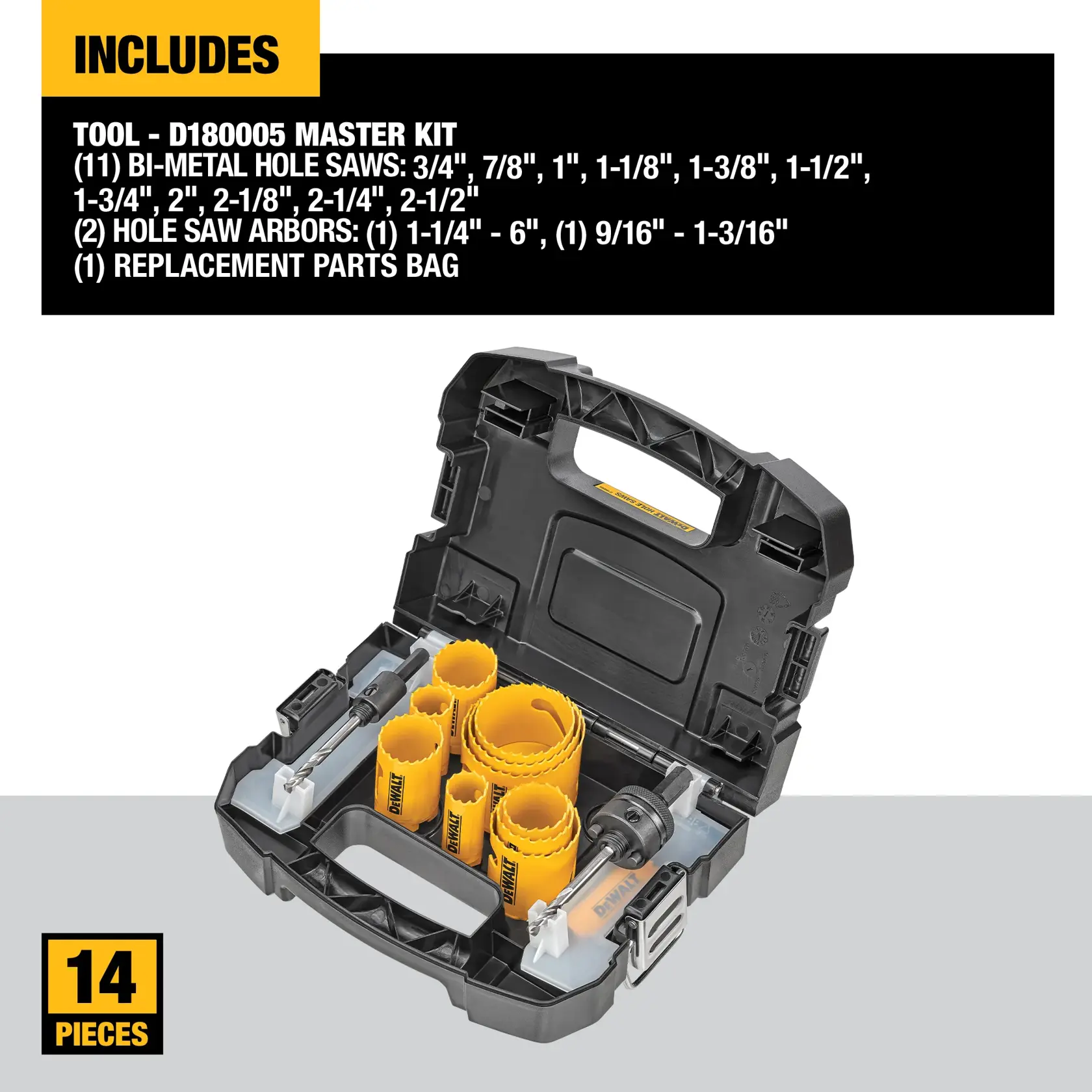 DEWALT® Master Hole Saw Kit (14-pc.)