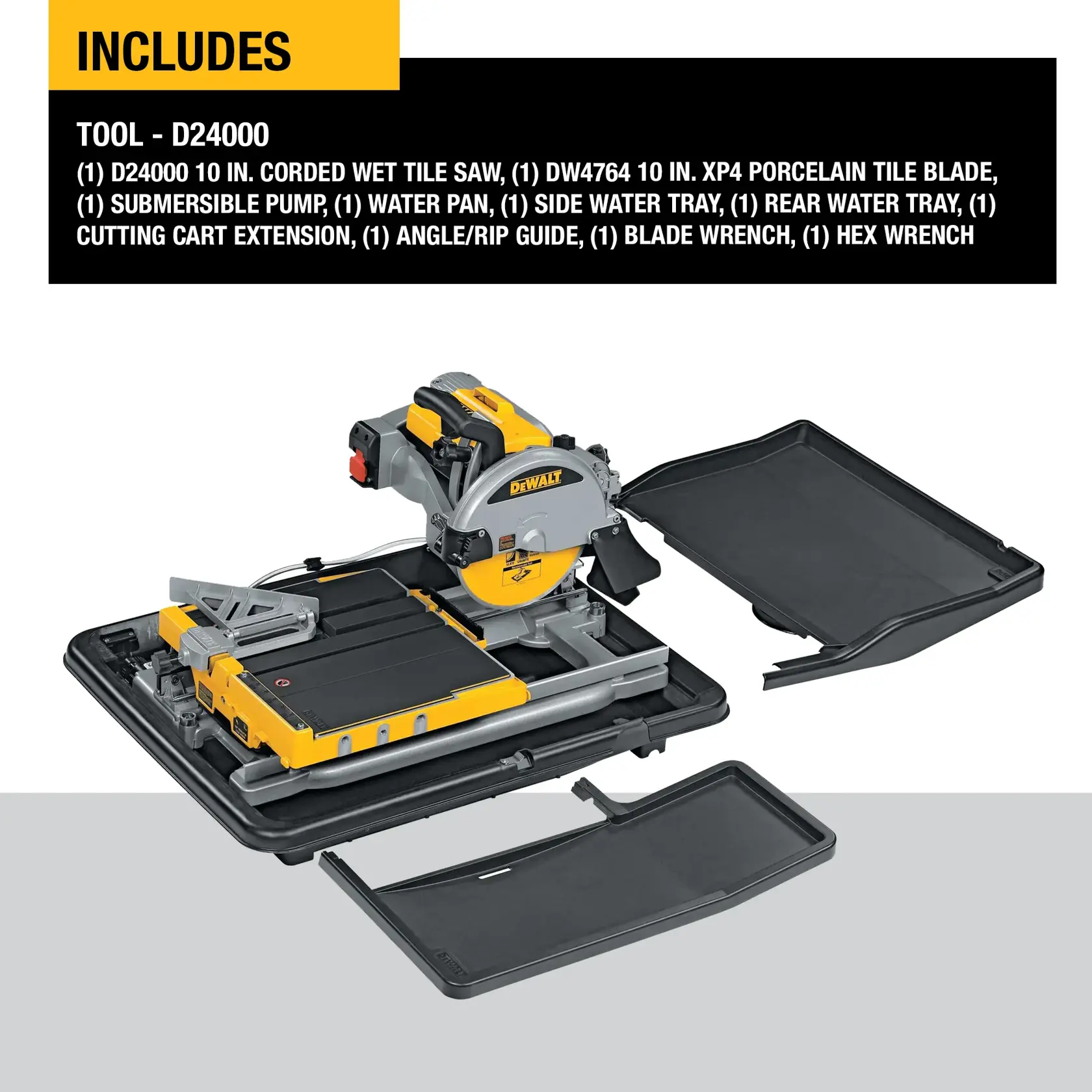 wet tile saw base being carried by person on stairs