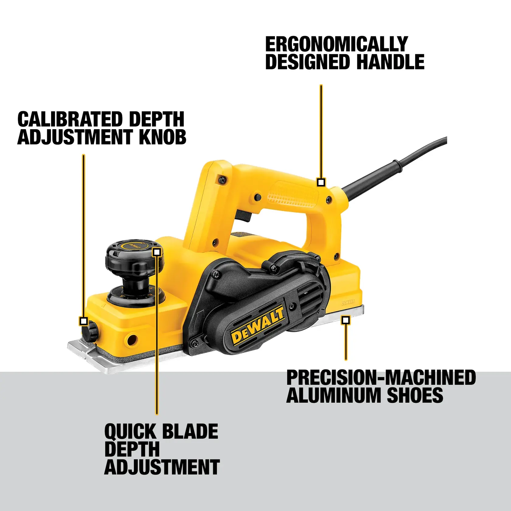 DEWALT Person using Portable Hand Planer to cut wood