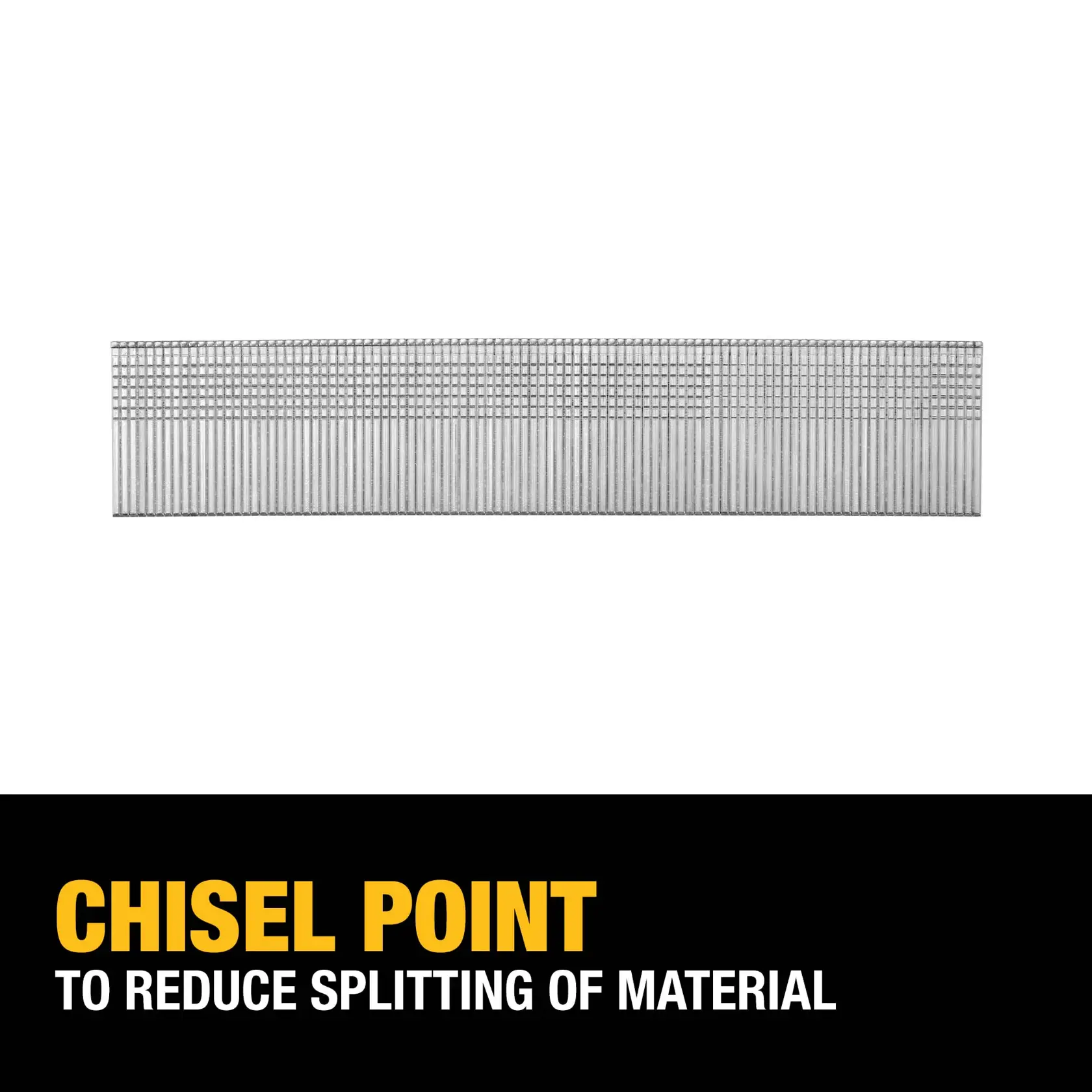 Chisel point to reduce splitting of material graphic