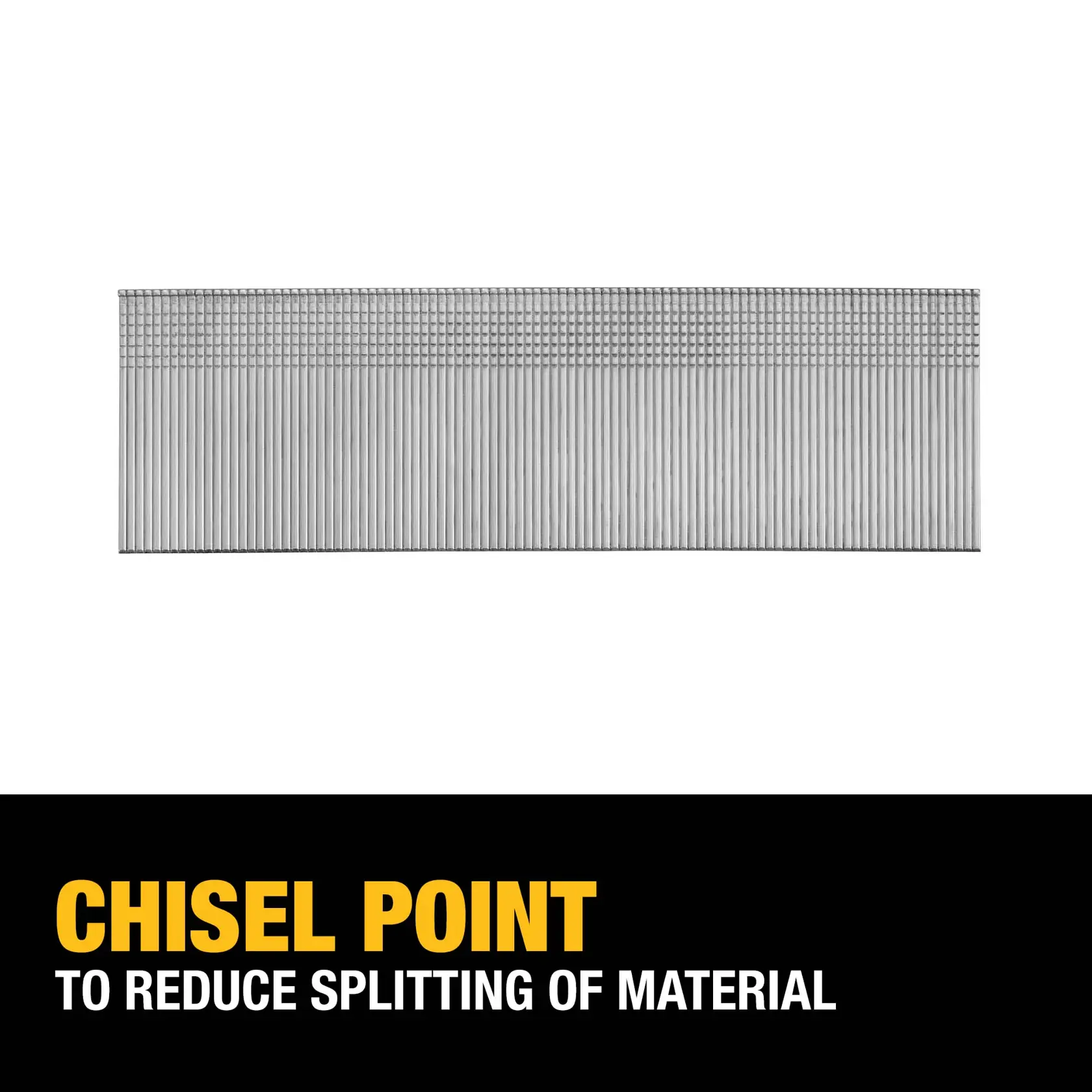 Chisel point to reduce splitting of material graphic
