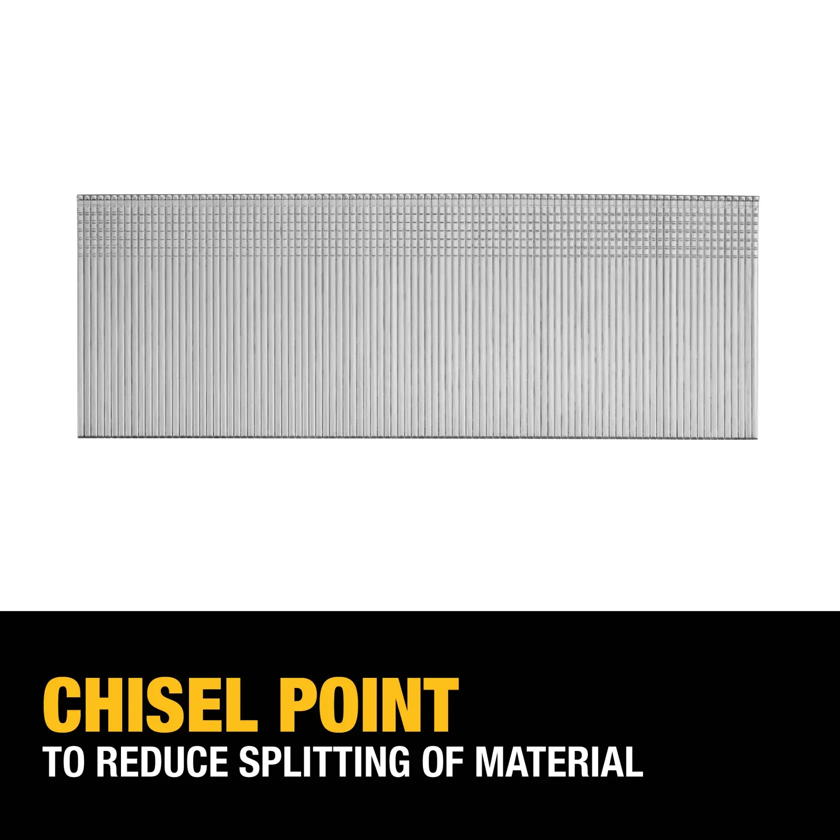 Chisel point to reduce splitting of material graphic