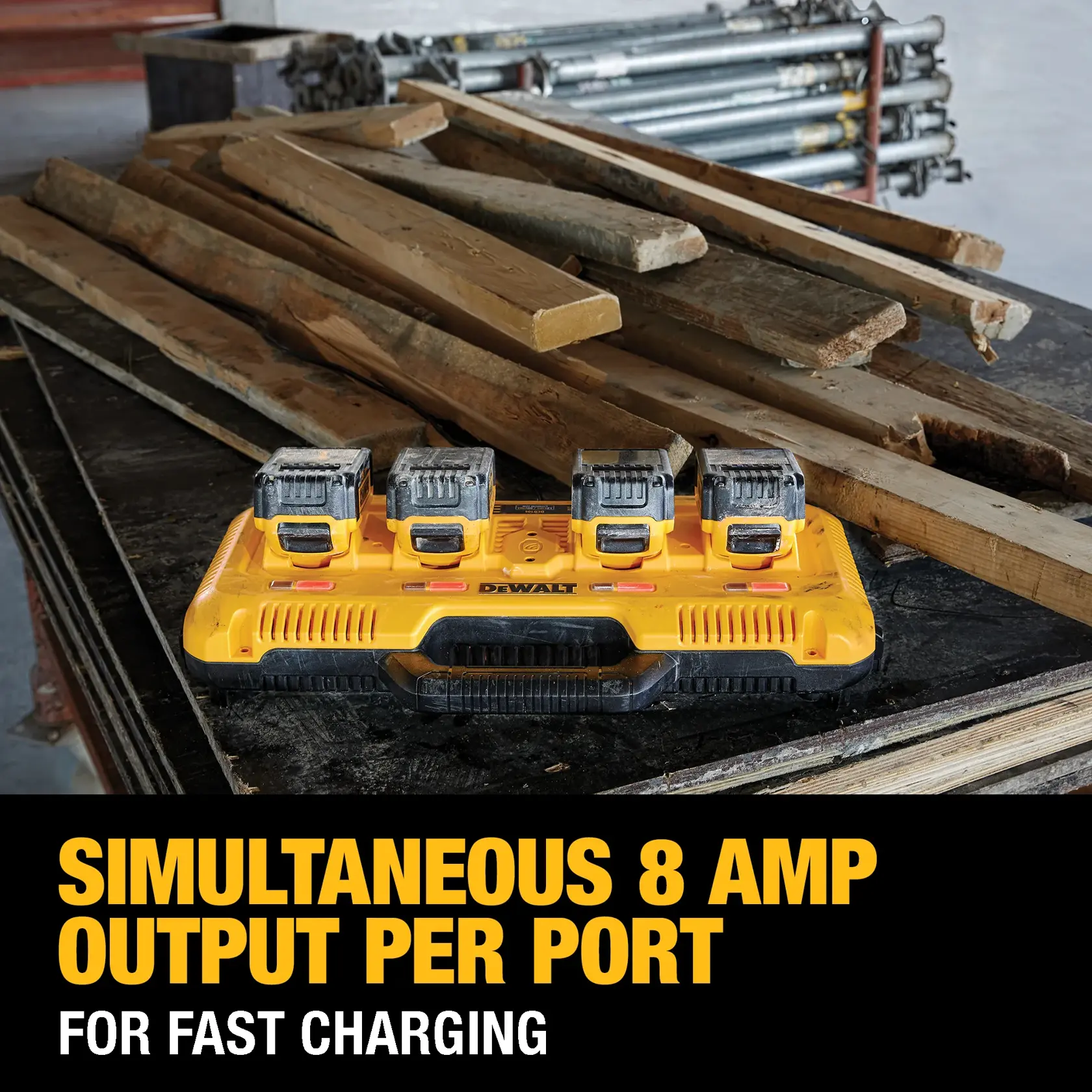Multiport fast charger being taken to anor workspace by a construction worker