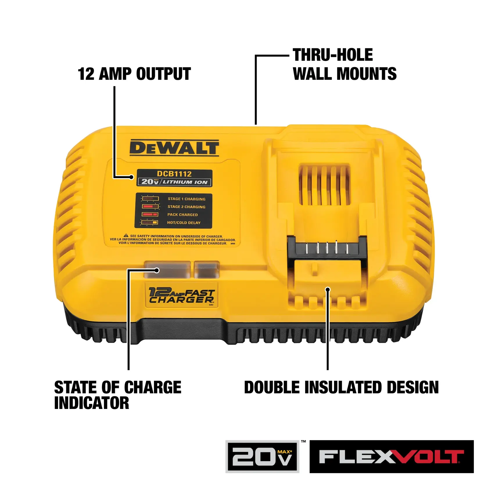 DEWALT® 20V MAX*/FLEXVOLT® 12 Amp Fan Cooled Fast Charger