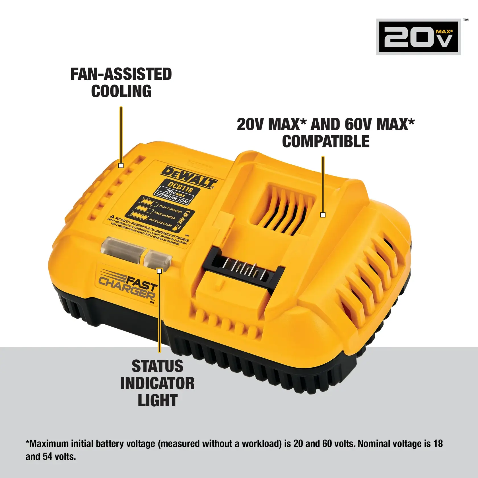 DEWALT® 20V MAX*/60V MAX* FLEXVOLT® 8 Amp Fast Charger