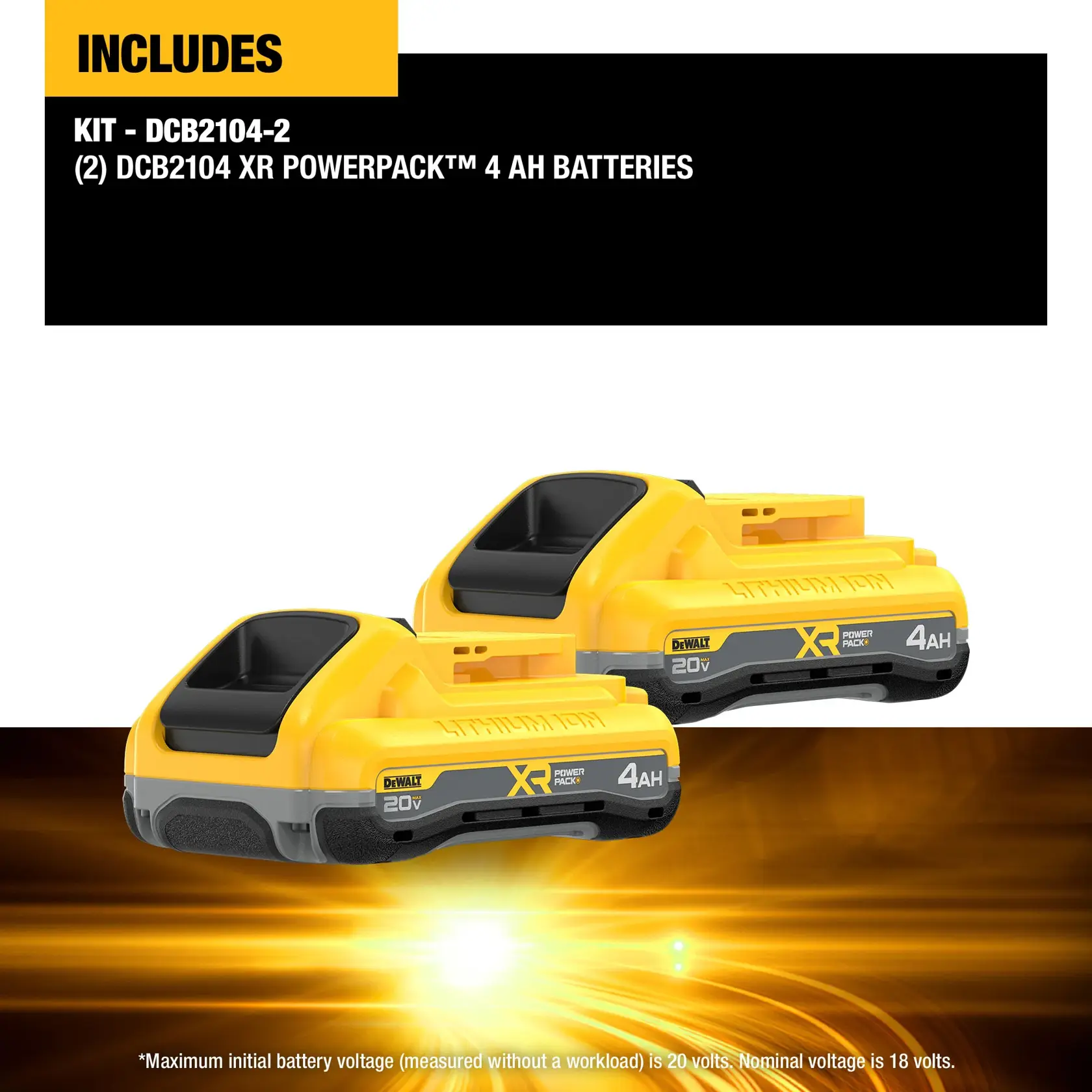 DCB2104 XR POWERPACK™ 4 Ah Battery (2pk)  includes carousel graphic 