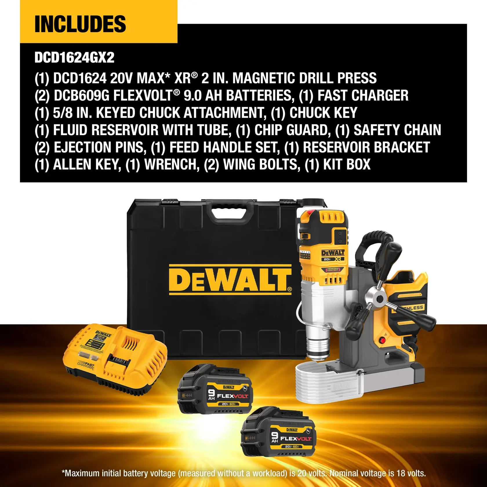 20V MAX* XR® Brushless Cordless 2 in. Magnetic Drill Press Kit Includes