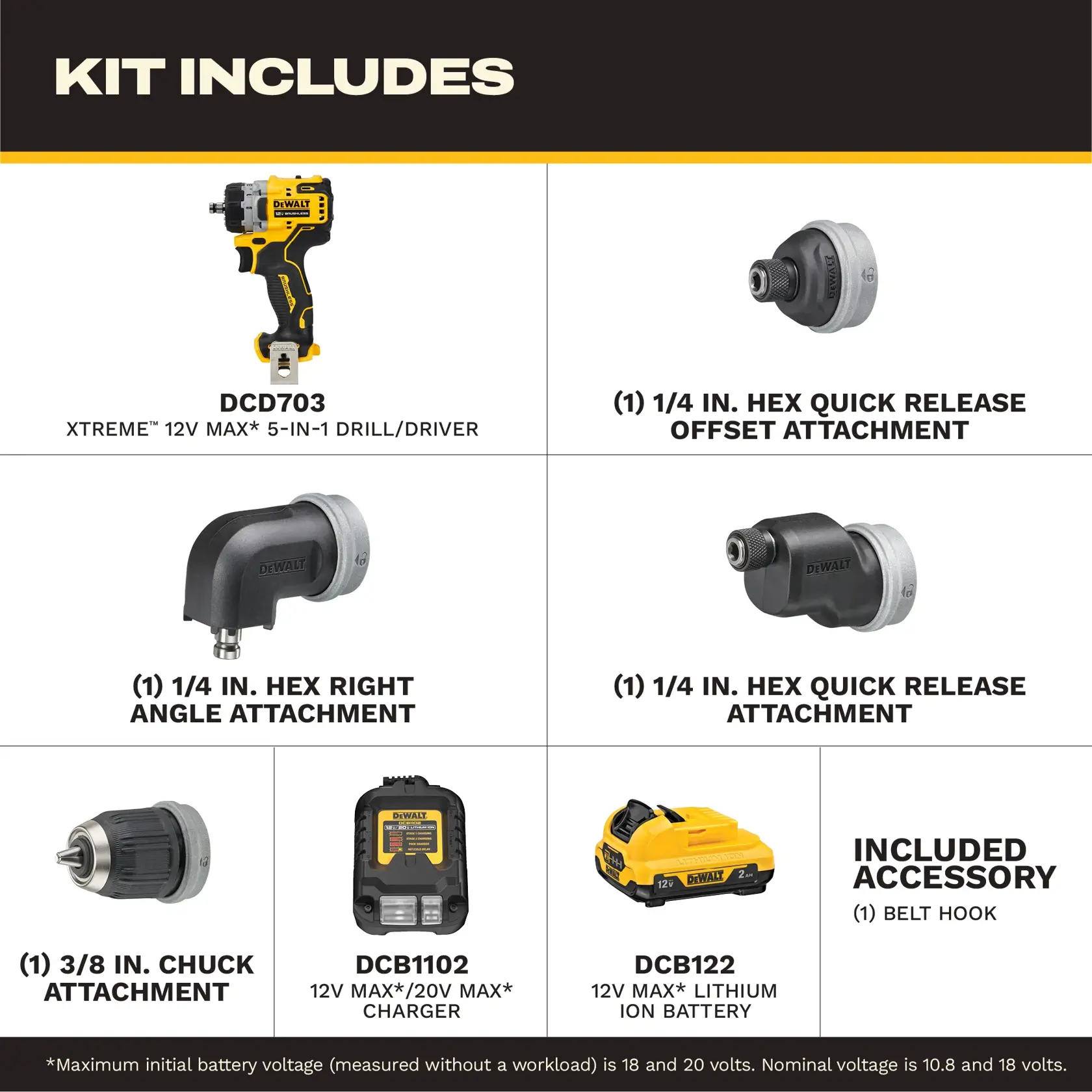 DEWALT® XTREME™ 12V MAX* Brushless Cordless 5-in-1 Drill/Driver Kit