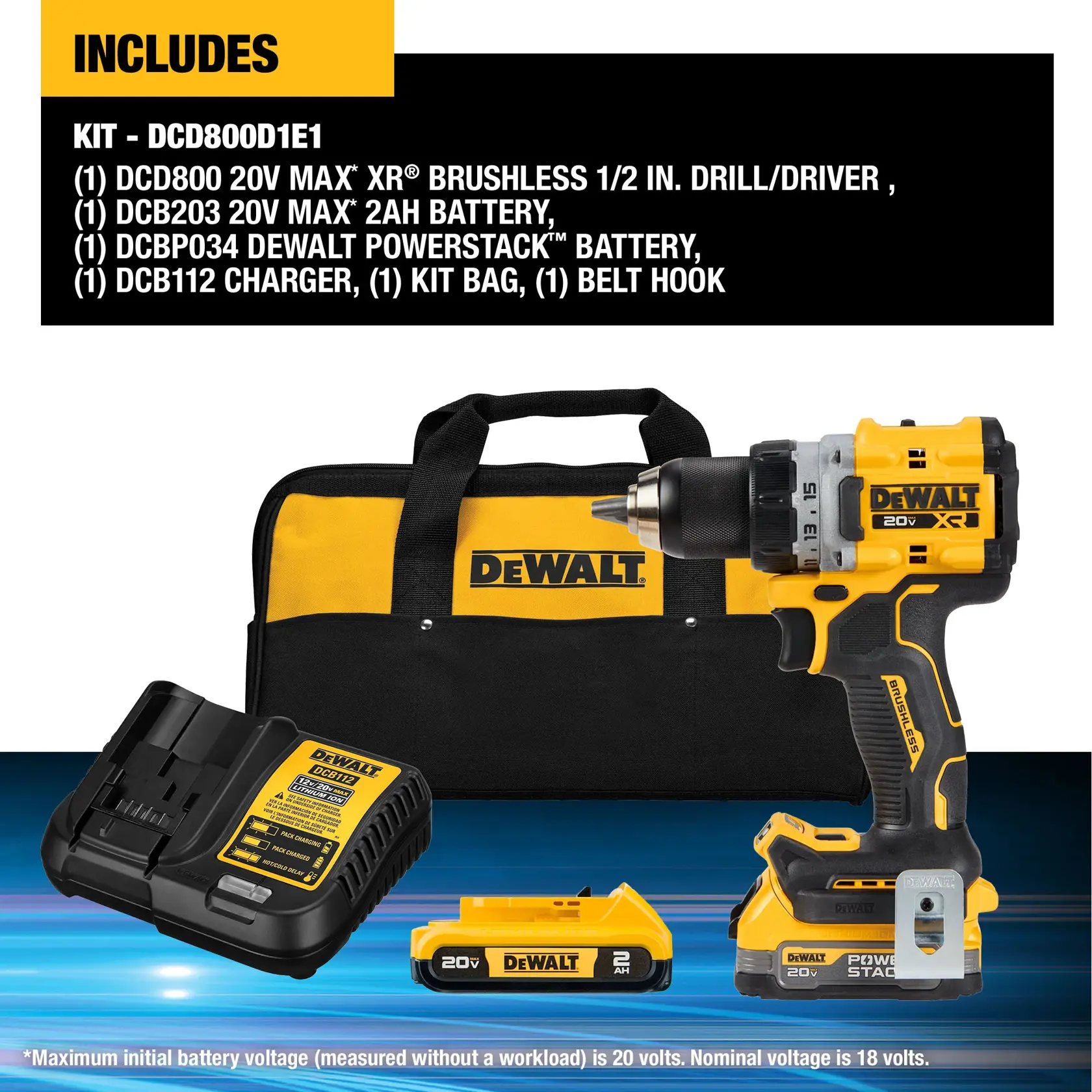 DEWALT® 20V MAX* XR® Brushless Cordless 1/2-in. Drill/Driver Kit