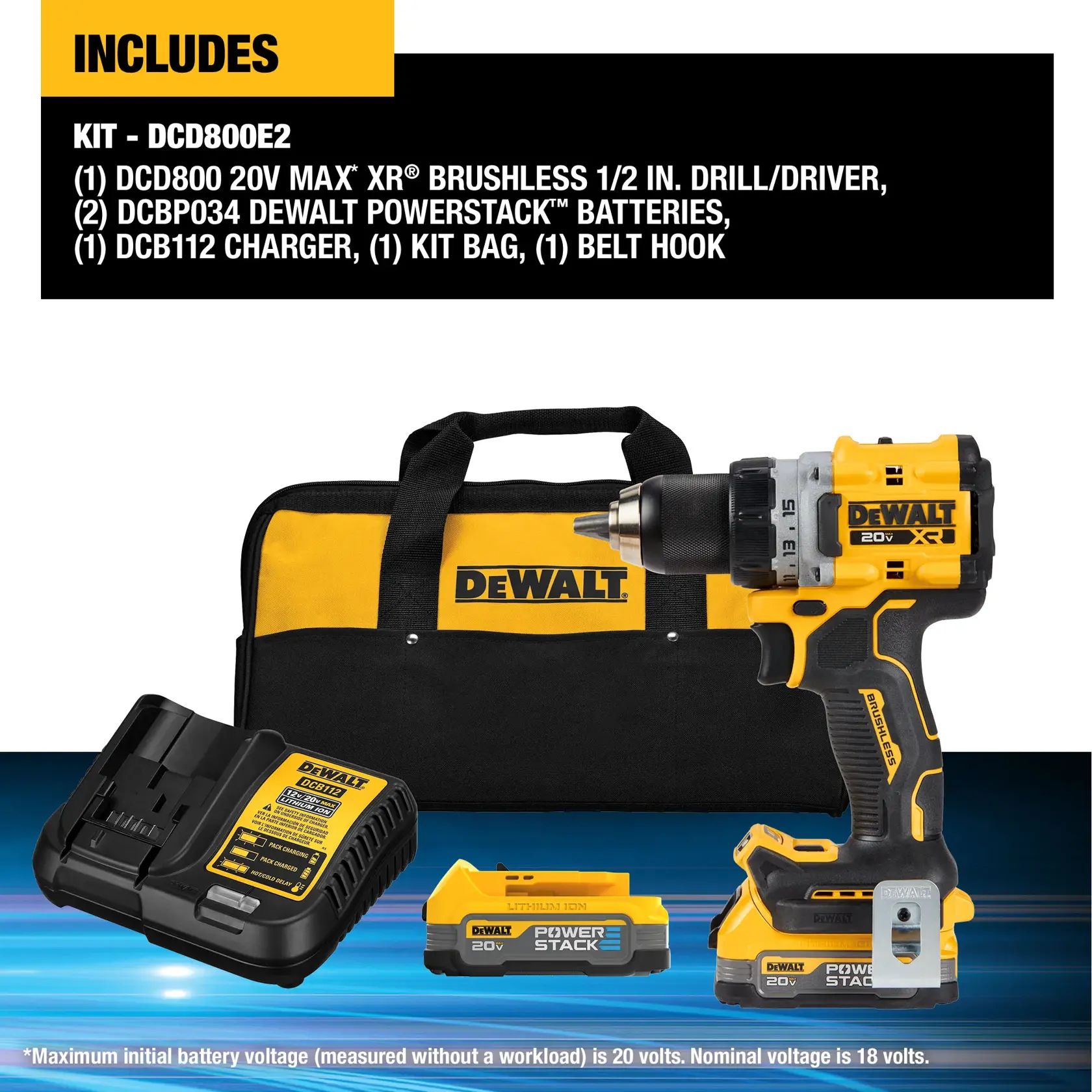 DEWALT® 20V MAX* XR® Brushless Cordless 1/2-in. Drill/Driver Kit
