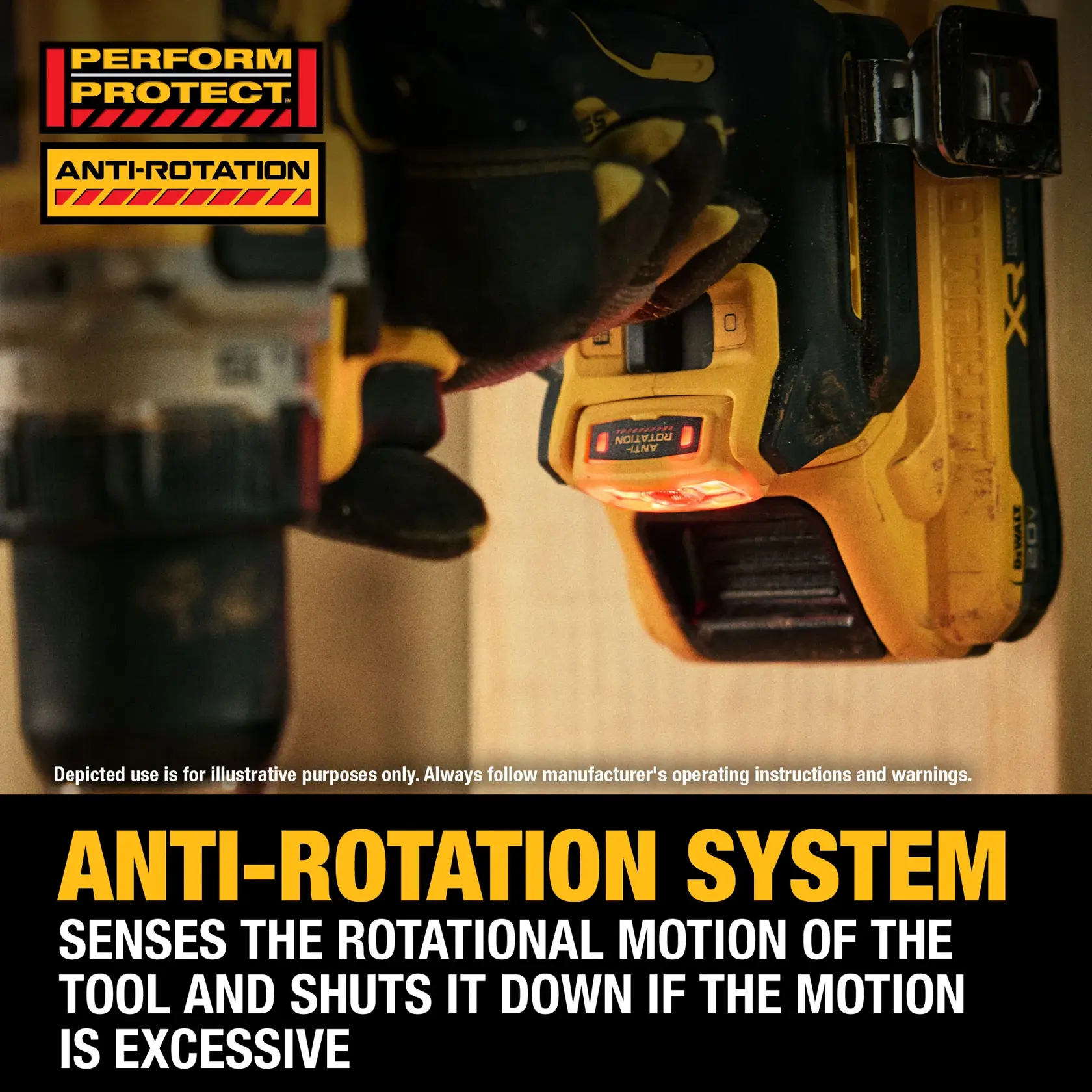 Carousel graphic of the Anti-Rotation system on the 20V MAX* XR® Brushless Cordless 1/2 in. Drill/Driver kit