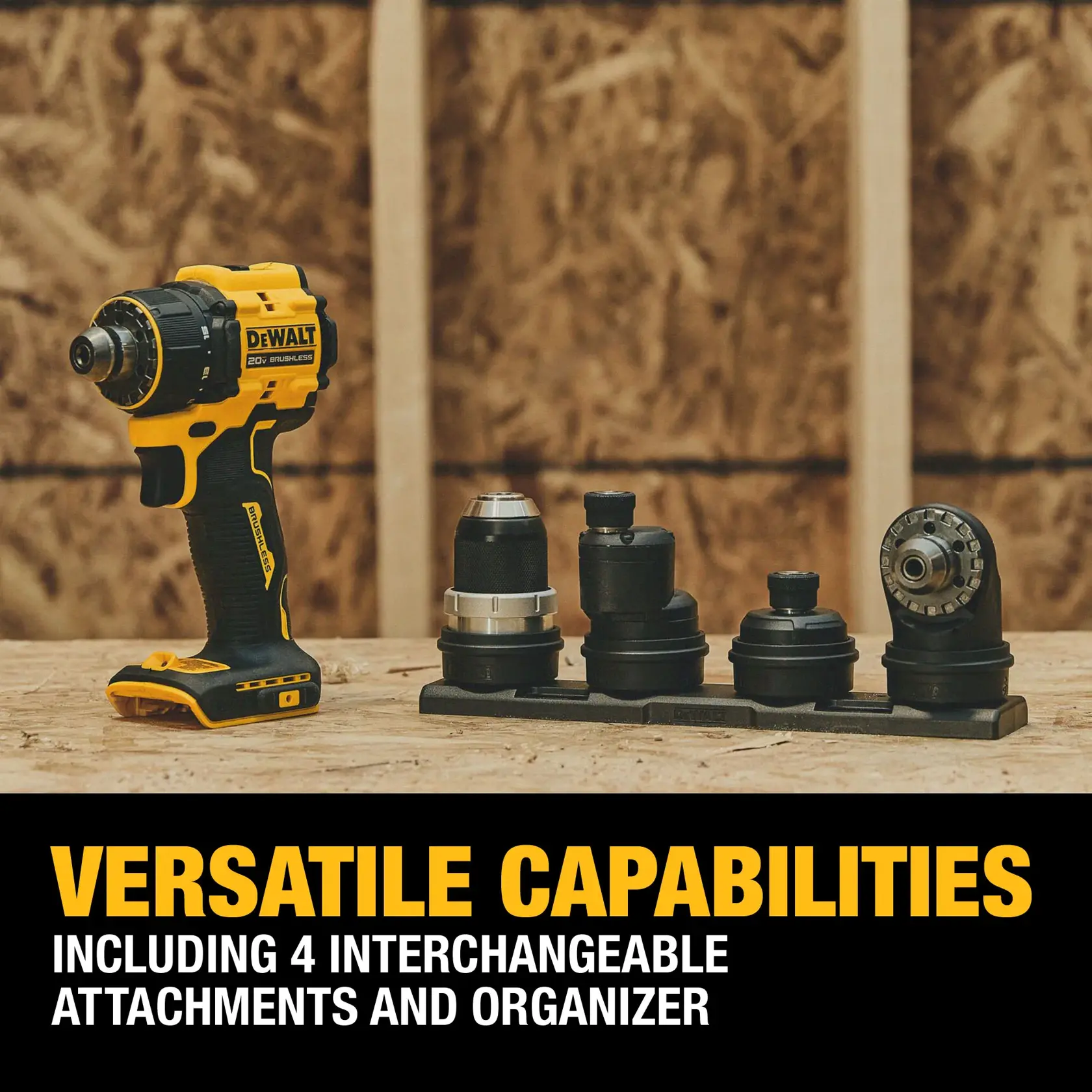 Carousel graphic of the versatile capabilities on the ATOMIC™ 20V MAX* Brushless Cordless Multi-Head Drill/Driver (Tool Only)