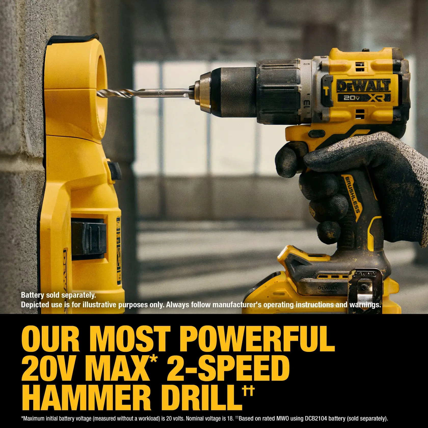 Carousel graphic of our our most powerful 20V Max 2-Speed Hammer Drill 