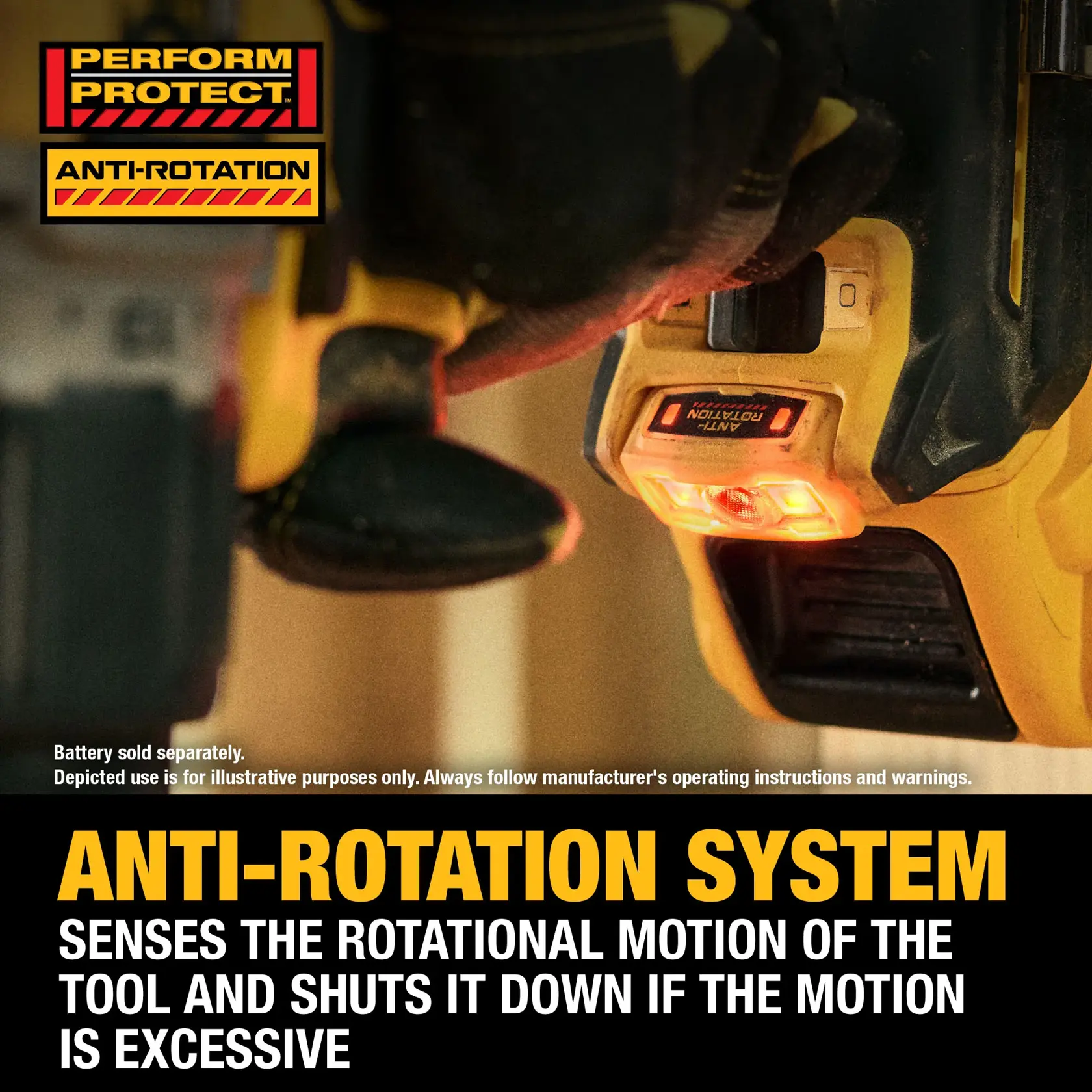 Carousel graphic of the Anti-Rotation System on the 20V MAX* XR® Brushless Cordless 1/2 in. Hammer Drill