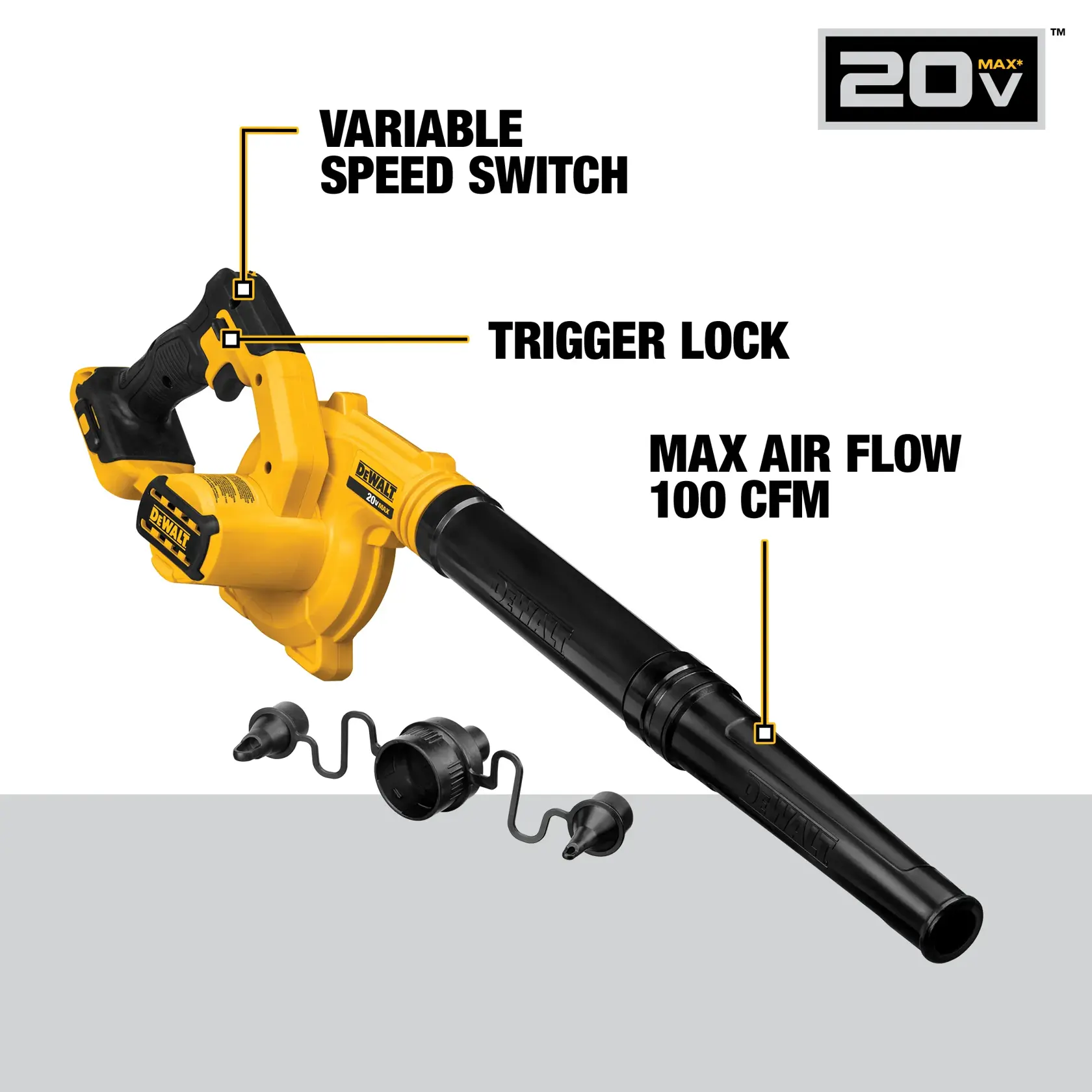 DEWALT® 20V MAX* Cordless Compact Jobsite Blower (Tool Only)