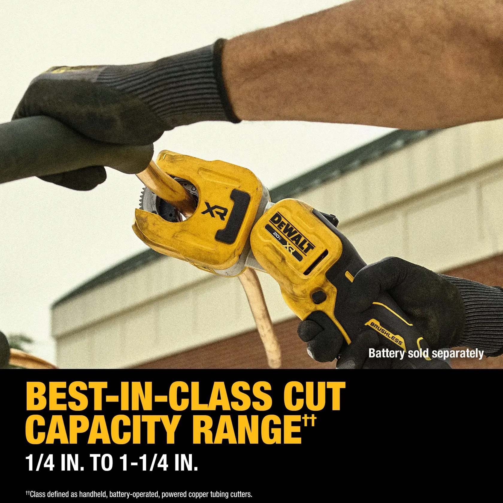 Carousel graphic for 1-1/4“ Copper Tubbing Cutter showing best in class cut capacity claim. 