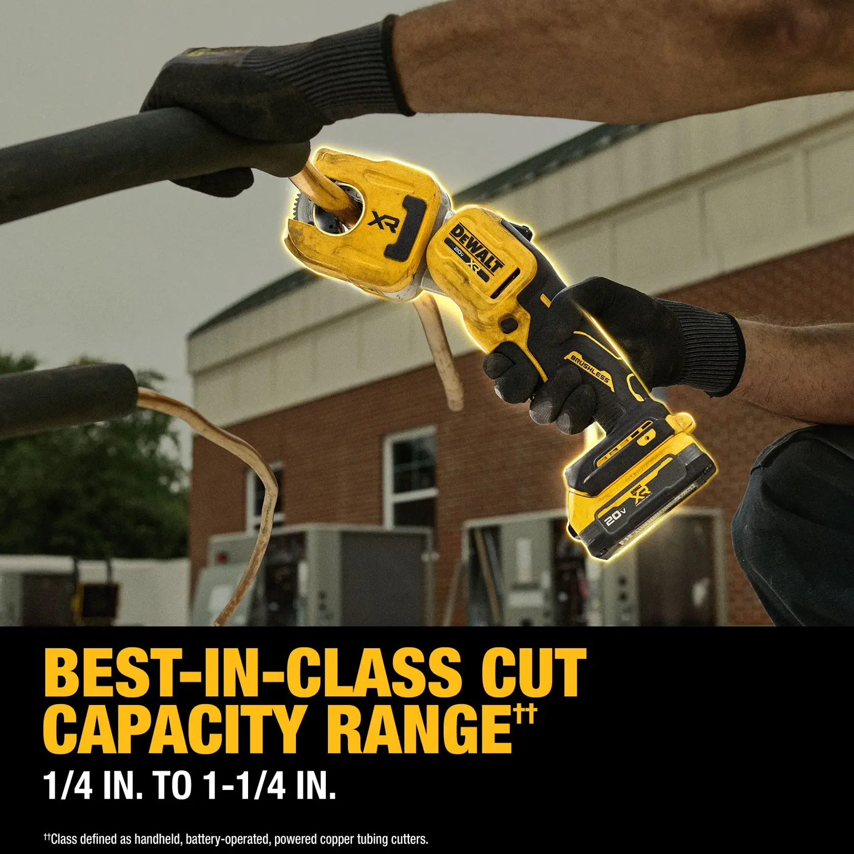 Carousel graphic for 1-1/4“ Copper Tubbing Cutter Kit showing best in class cut capacity claim. 