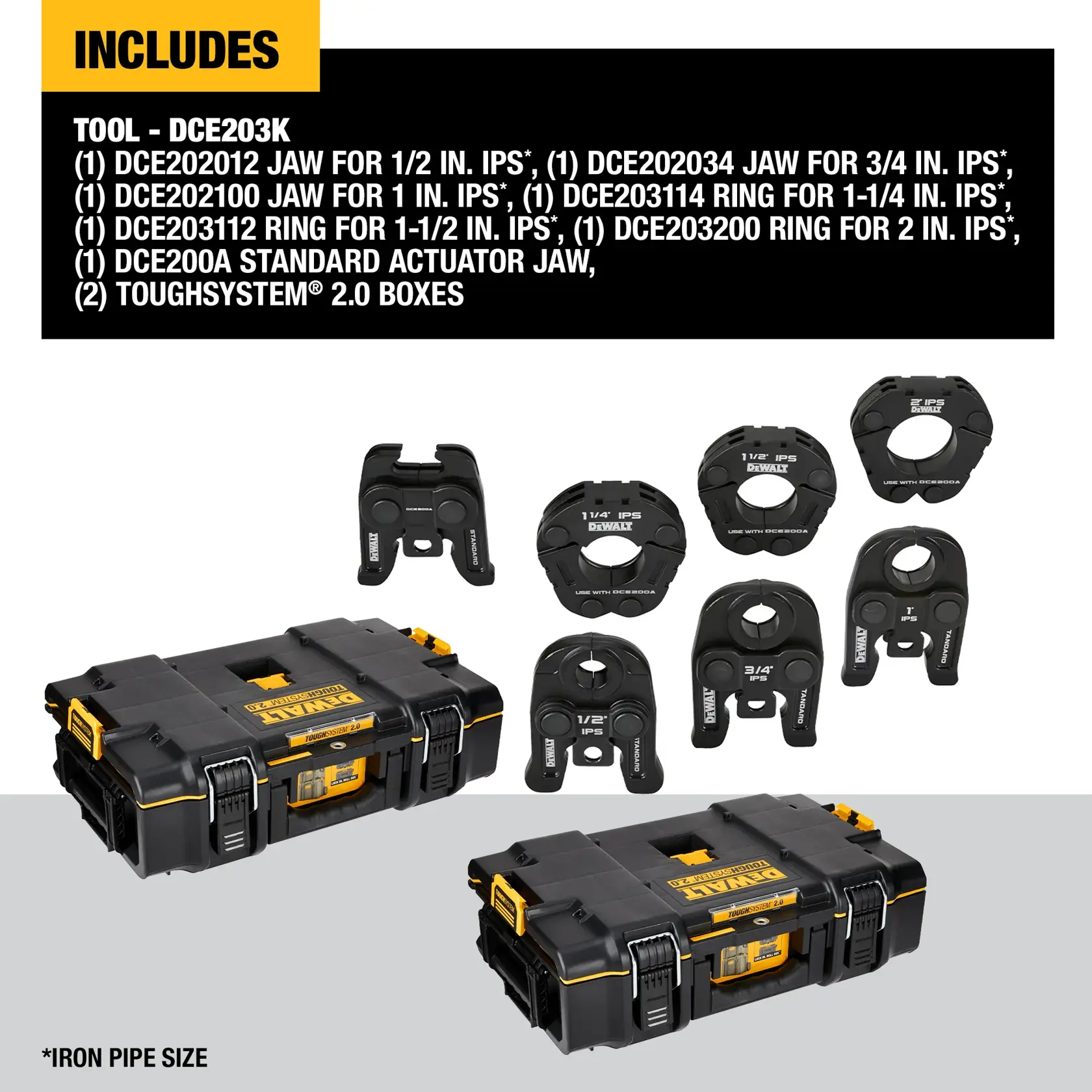 DEWALT® 1/2 in to 2 in Standard IPS Press Jaws and Rings Kit