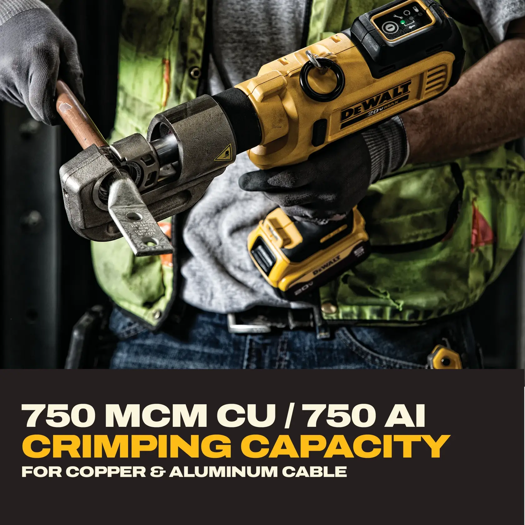 DEWALT® 20V MAX* Cordless Died Cable Crimping Tool with (4) 5.0 Ah Batteries and Charger