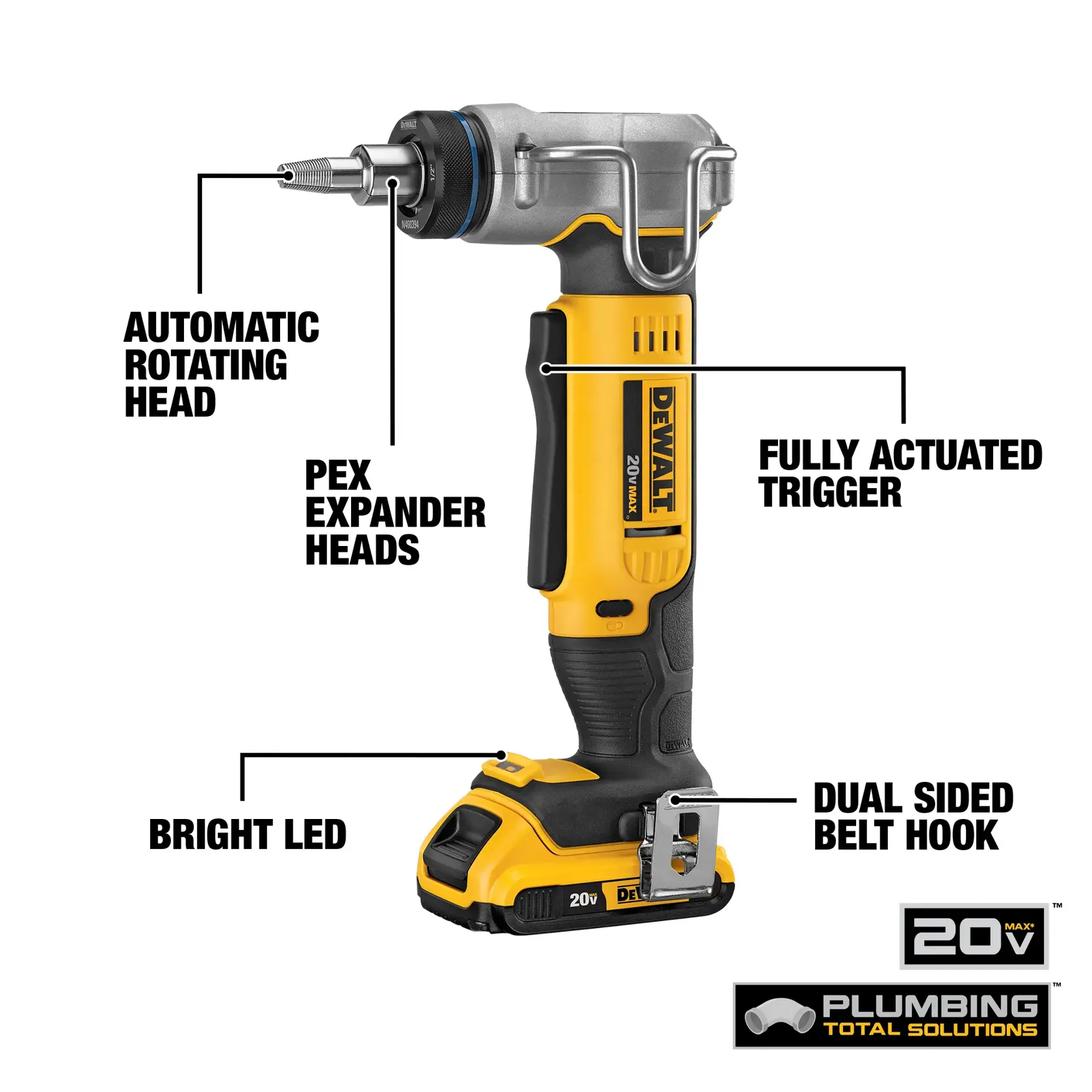 DEWALT® 20V MAX* 1-in. Cordless PEX Expander (Tool Kit)