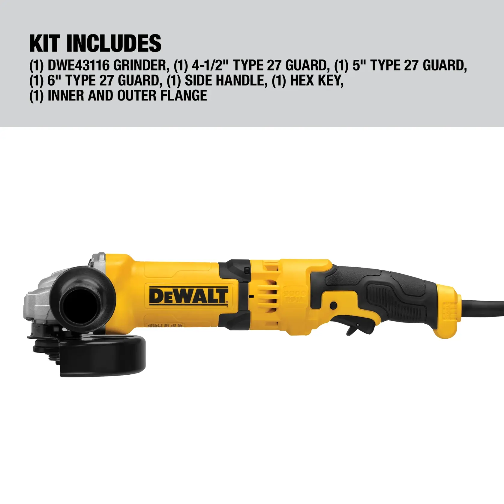 DEWALT® 4-1/2-in. (115mm)- 6-in. (125mm) Trigger-Switch Grinder