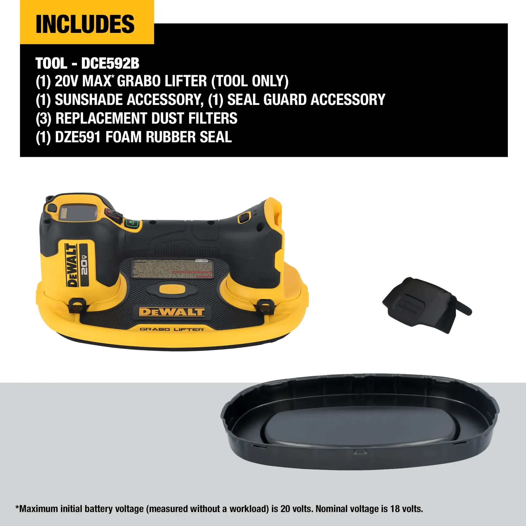 DEWALT 20V MAX GRABO Vacuum Lifter Bare Tool Includes graphic
