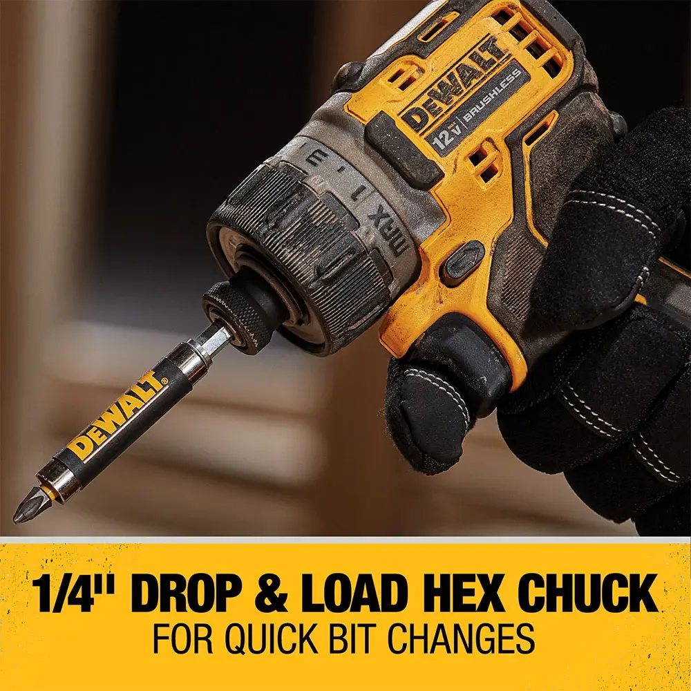 XTREME brushless cordless screwdriver fastening hinge between two metal surfaces.