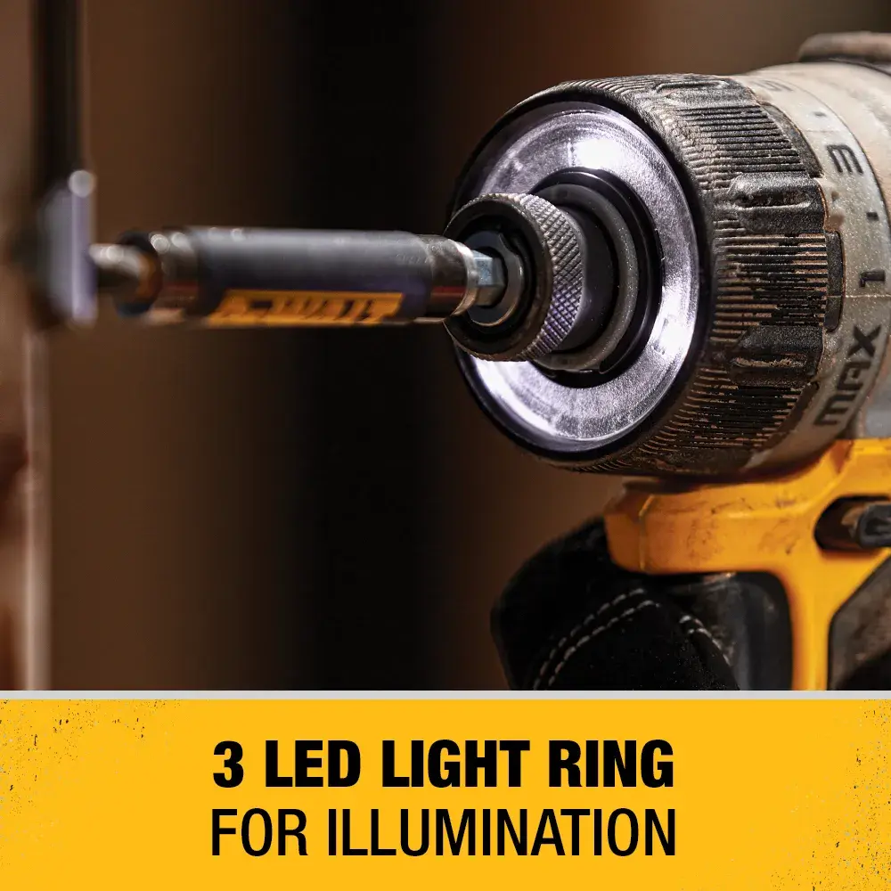 XTREME brushless cordless screwdriver fastening hinge between two metal surfaces.