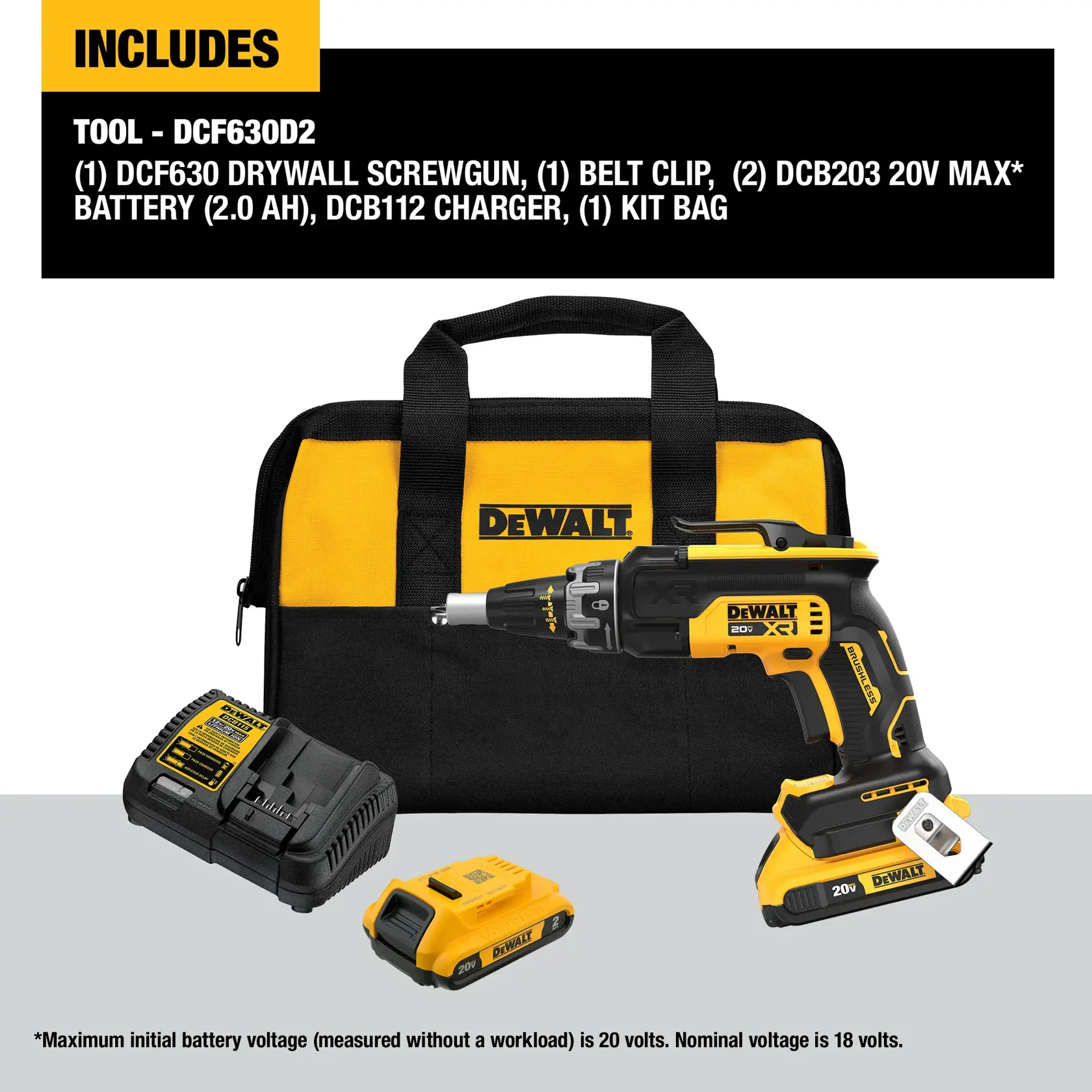Walkaround graphic of DeWalt 20V MAX Lithium Ion Cordless Brushless Screwgun