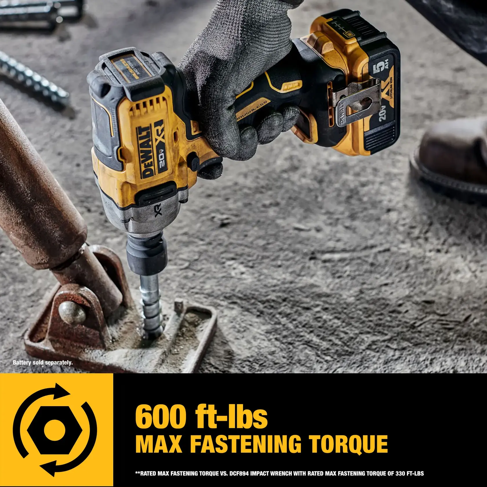 DEWALT® 20V MAX* XR® 1/2-in. Mid-Range Impact Wrench Kit with Hog Ring Anvil
