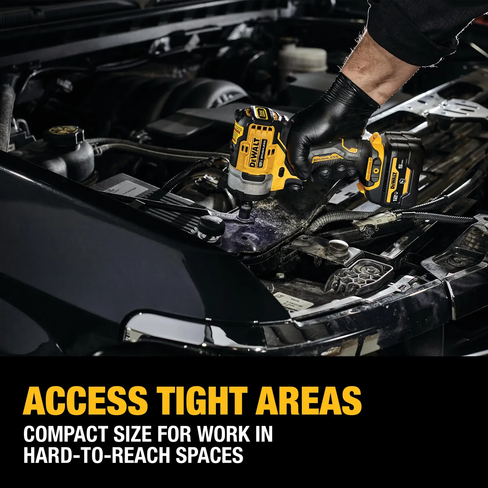 CORDLESS IMPACT WRENCH with battery stand in action