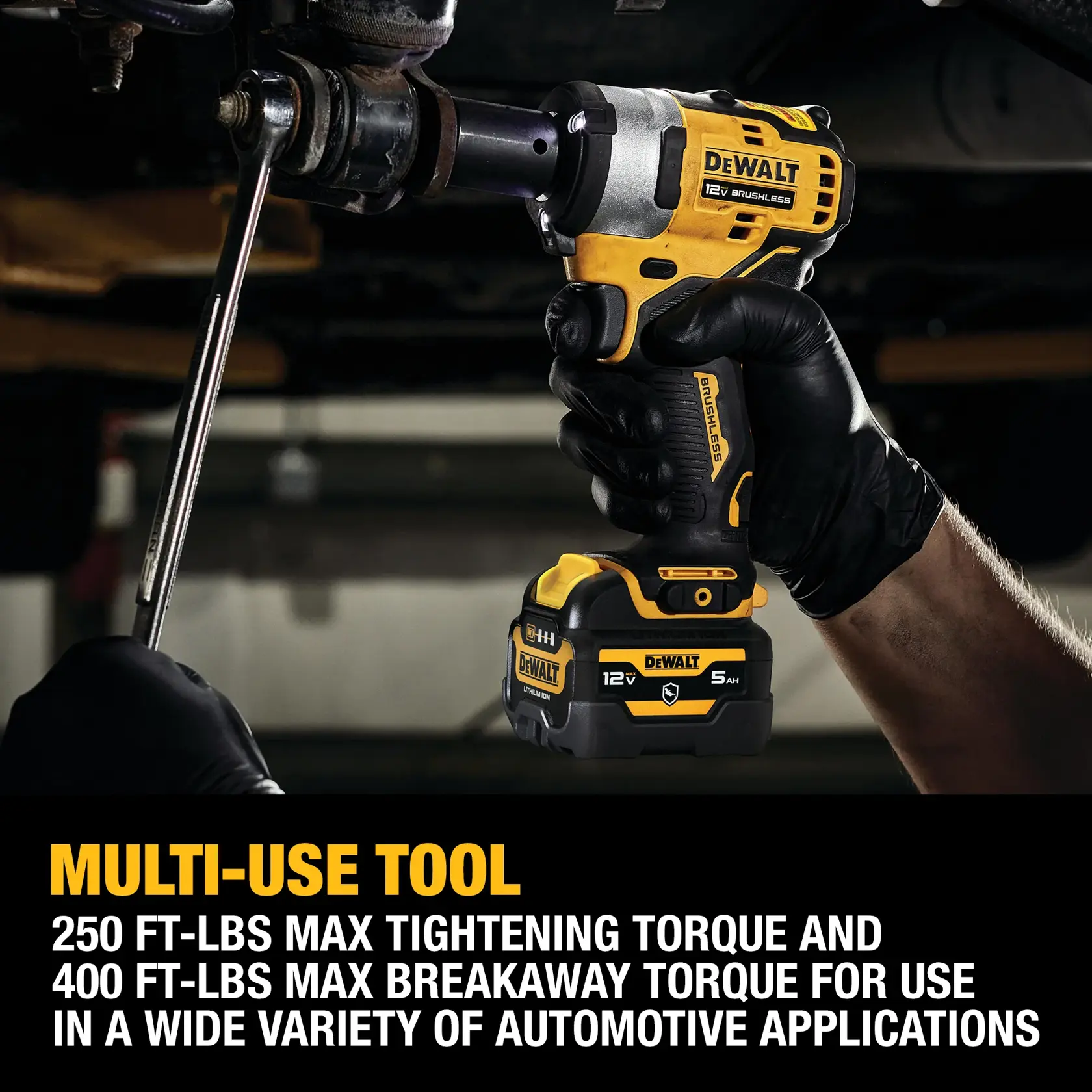 CORDLESS IMPACT WRENCH being used on a car engine