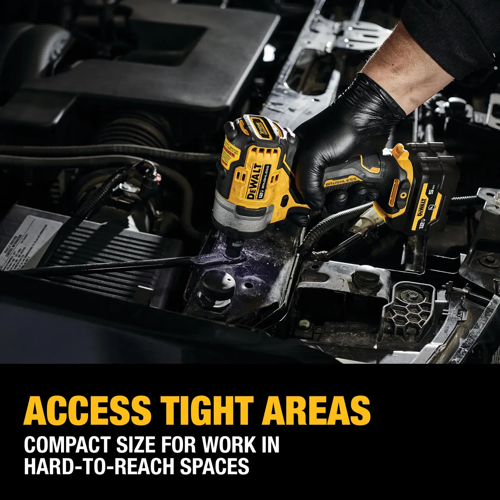 CORDLESS IMPACT WRENCH with battery stand in action