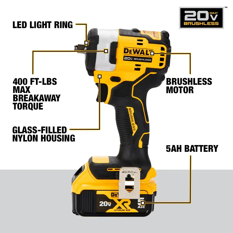 DEWALT® 20V MAX* 3/8-in. Cordless Impact Wrench with Hog Ring Anvil Kit