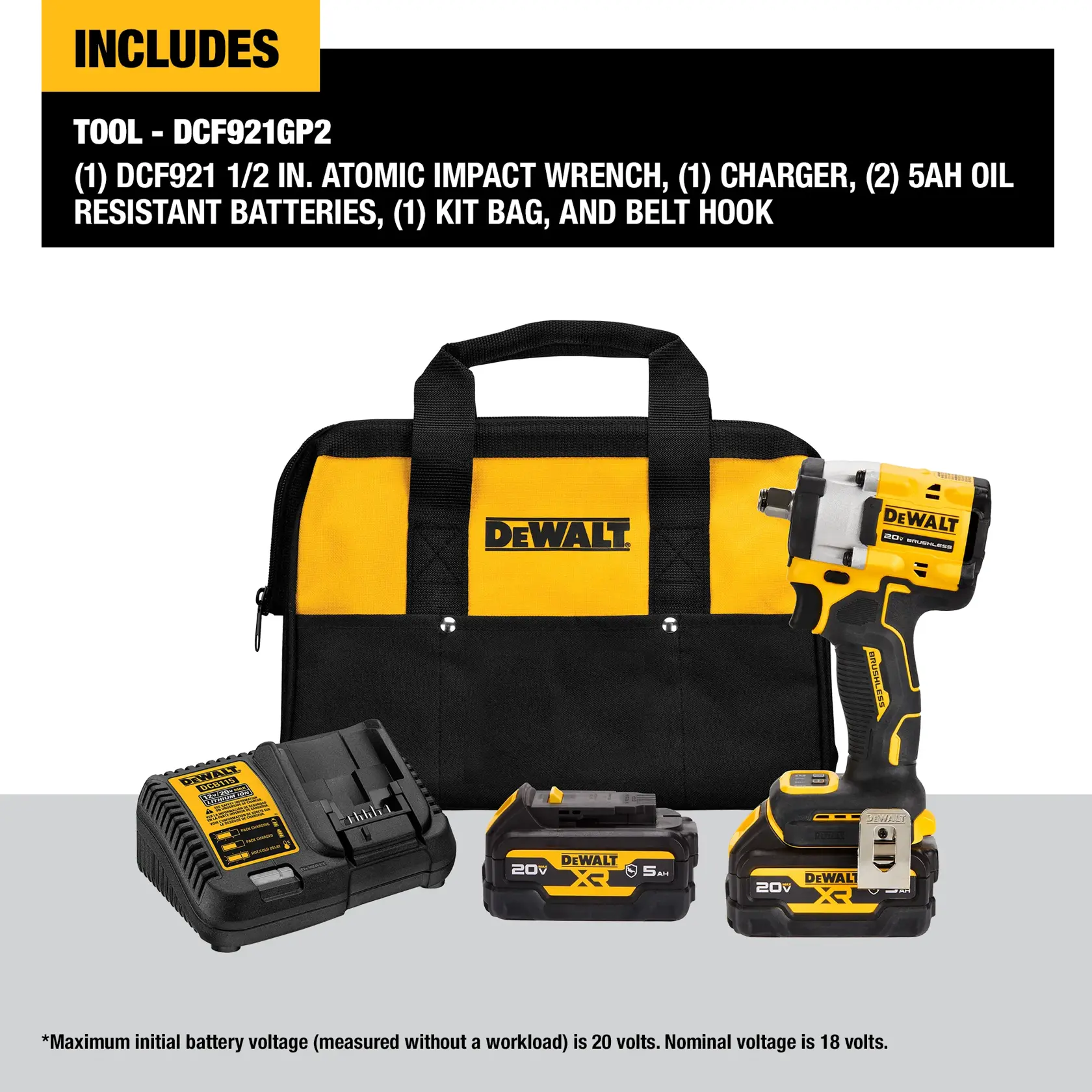 DEWALT® ATOMIC 20V MAX* 1/2 in Cordless Compact Impact Wrench With Hog Ring Anvil Kit