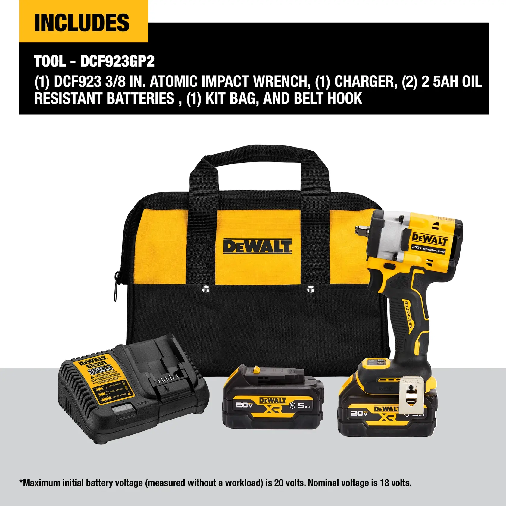 DEWALT® ATOMIC 20V MAX* 3/8 in Cordless Compact Impact Wrench With Hog Ring Anvil Kit