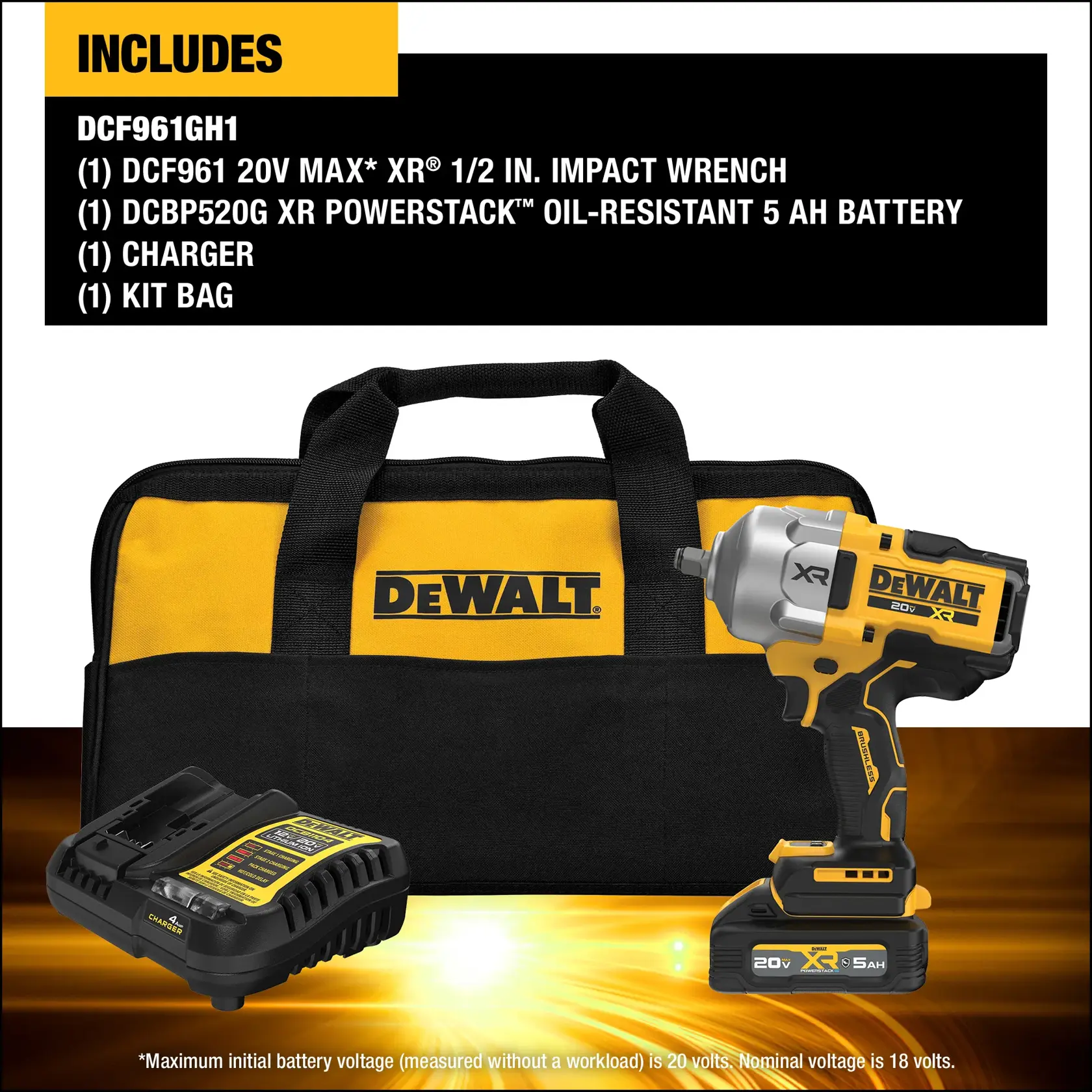 Kit includes image of DCF961 impact wrench