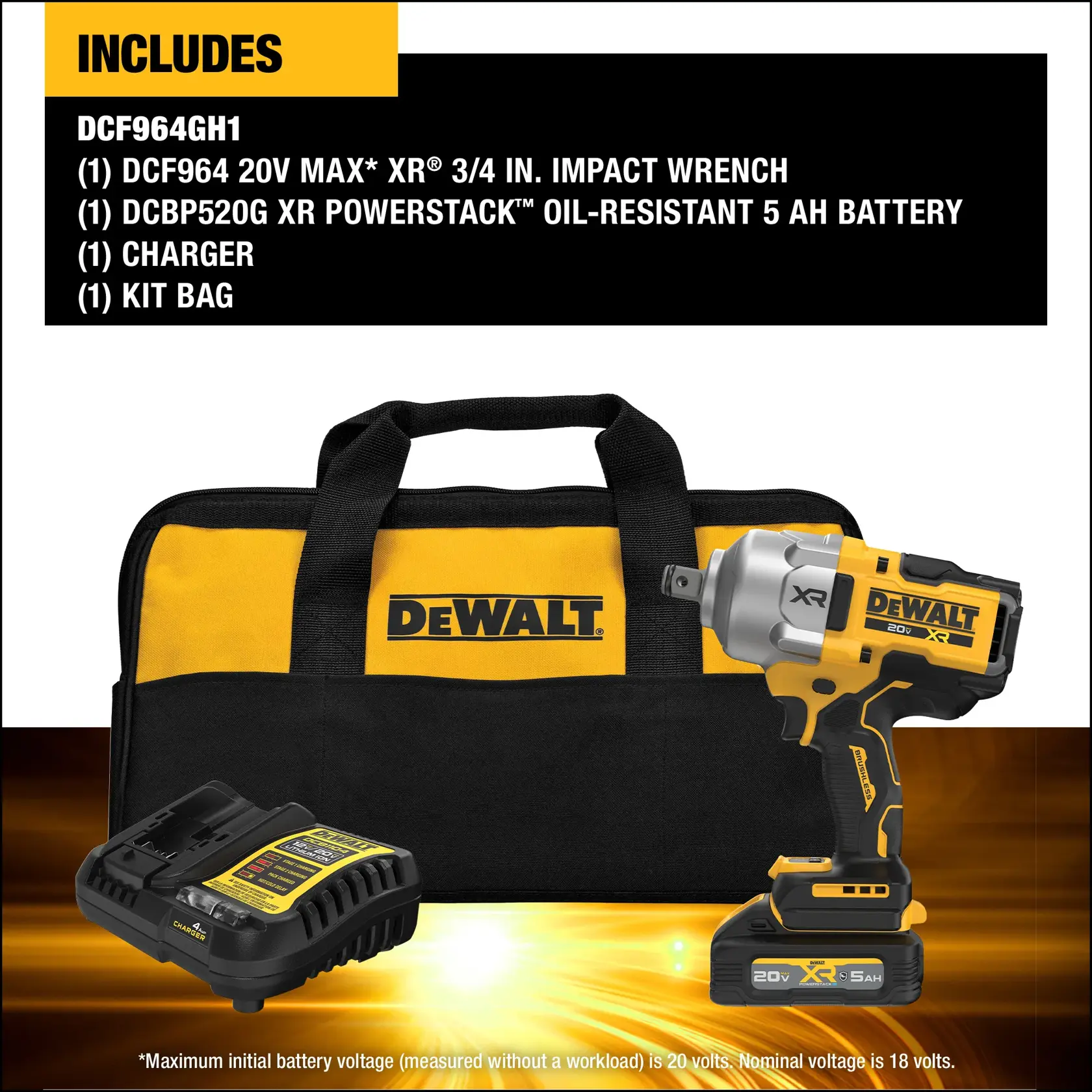 Kit includes image of DCF964 impact wrench