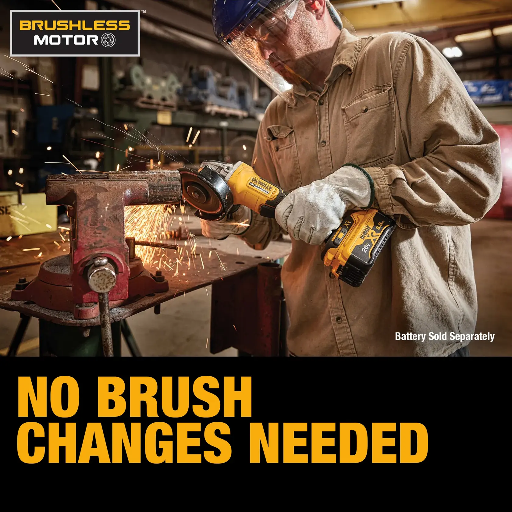 DEWALT® 20V MAX* XR® 4-1/2-in. (114mm) Paddle Switch Small Angle Grinder with Kickback Brake (Tool Only)
