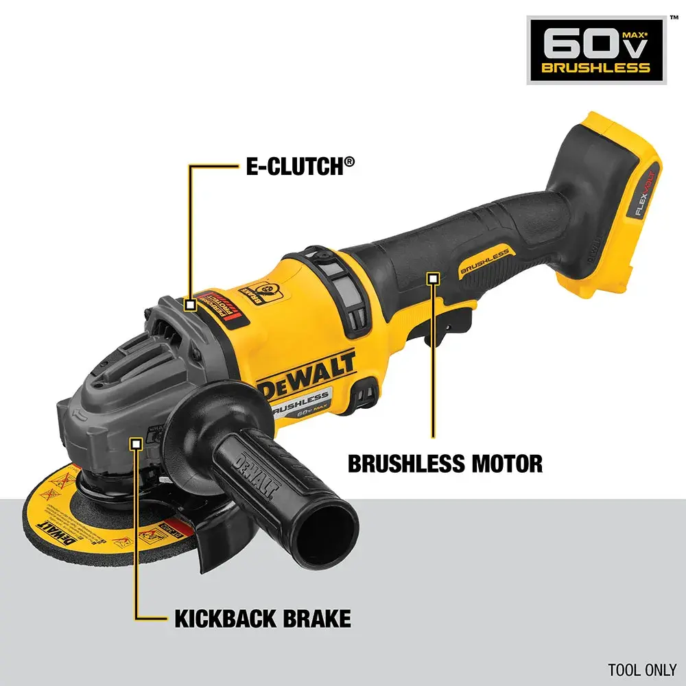 CORDLESS GRINDER WITH KICKBACK BRAKE being used on a wall by a workman