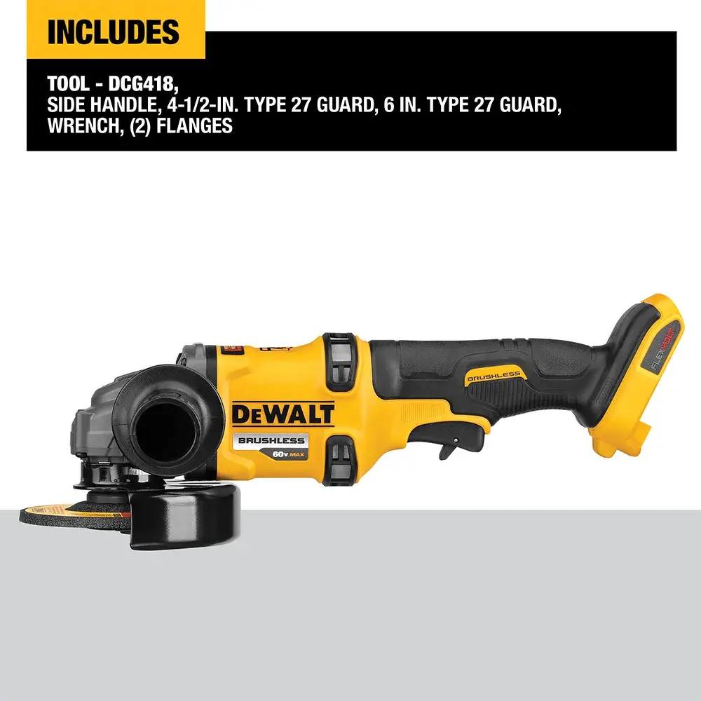 CORDLESS GRINDER WITH KICKBACK BRAKE being used on a brick wall by a workman