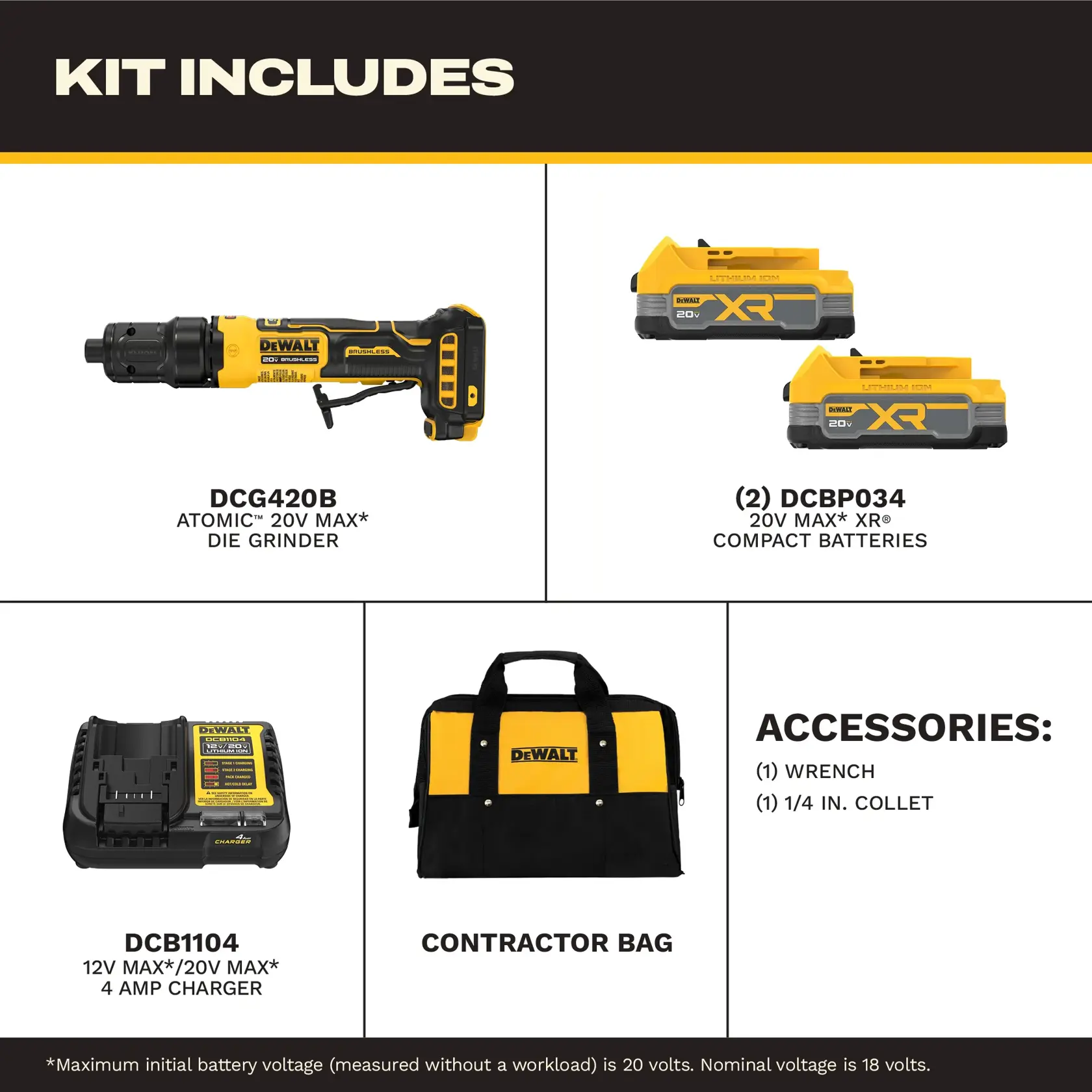 DEWALT® ATOMIC™ 20V MAX* Die Grinder Kit