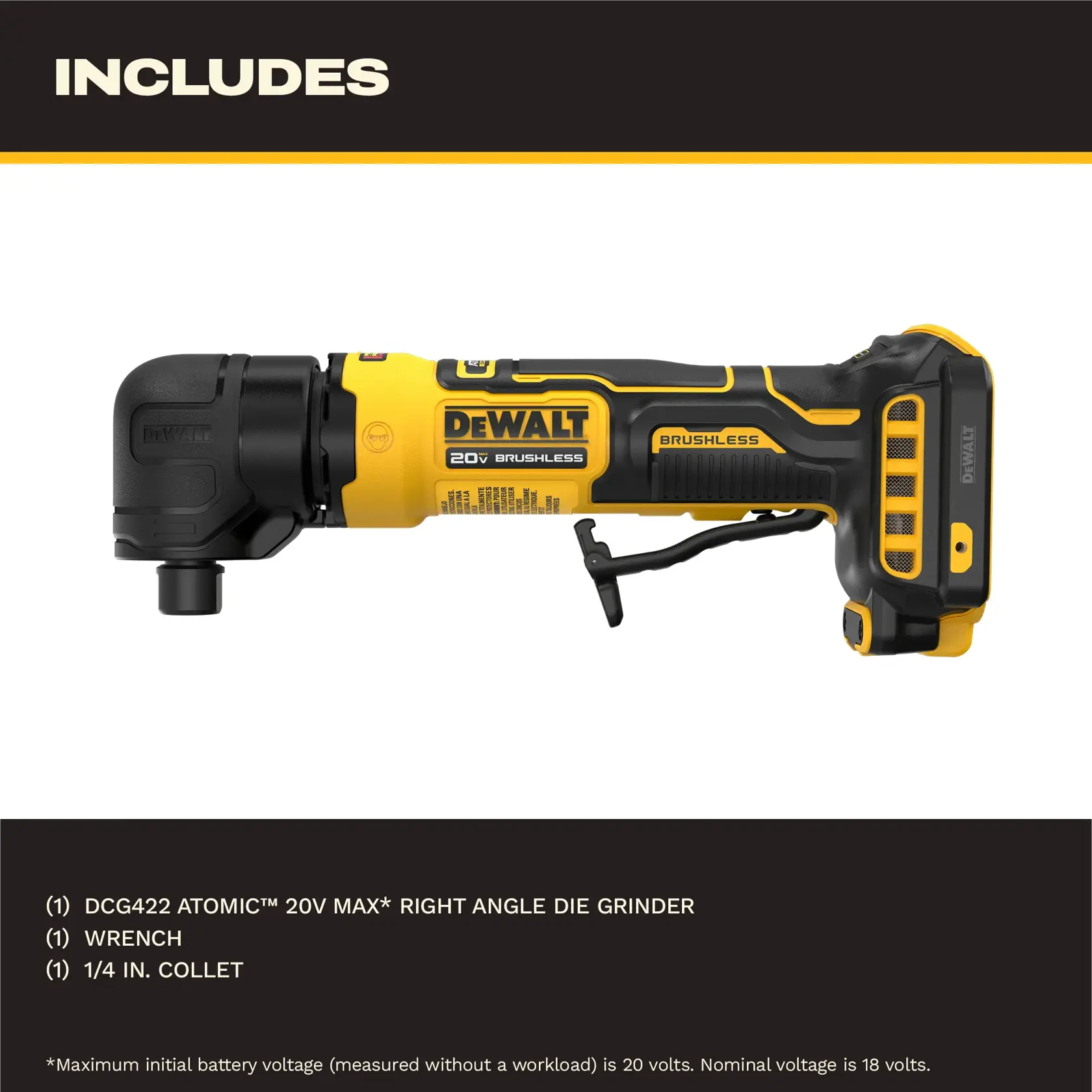 DEWALT® 20V MAX* ATOMIC™ Right Angle Die Grinder (Tool Only)