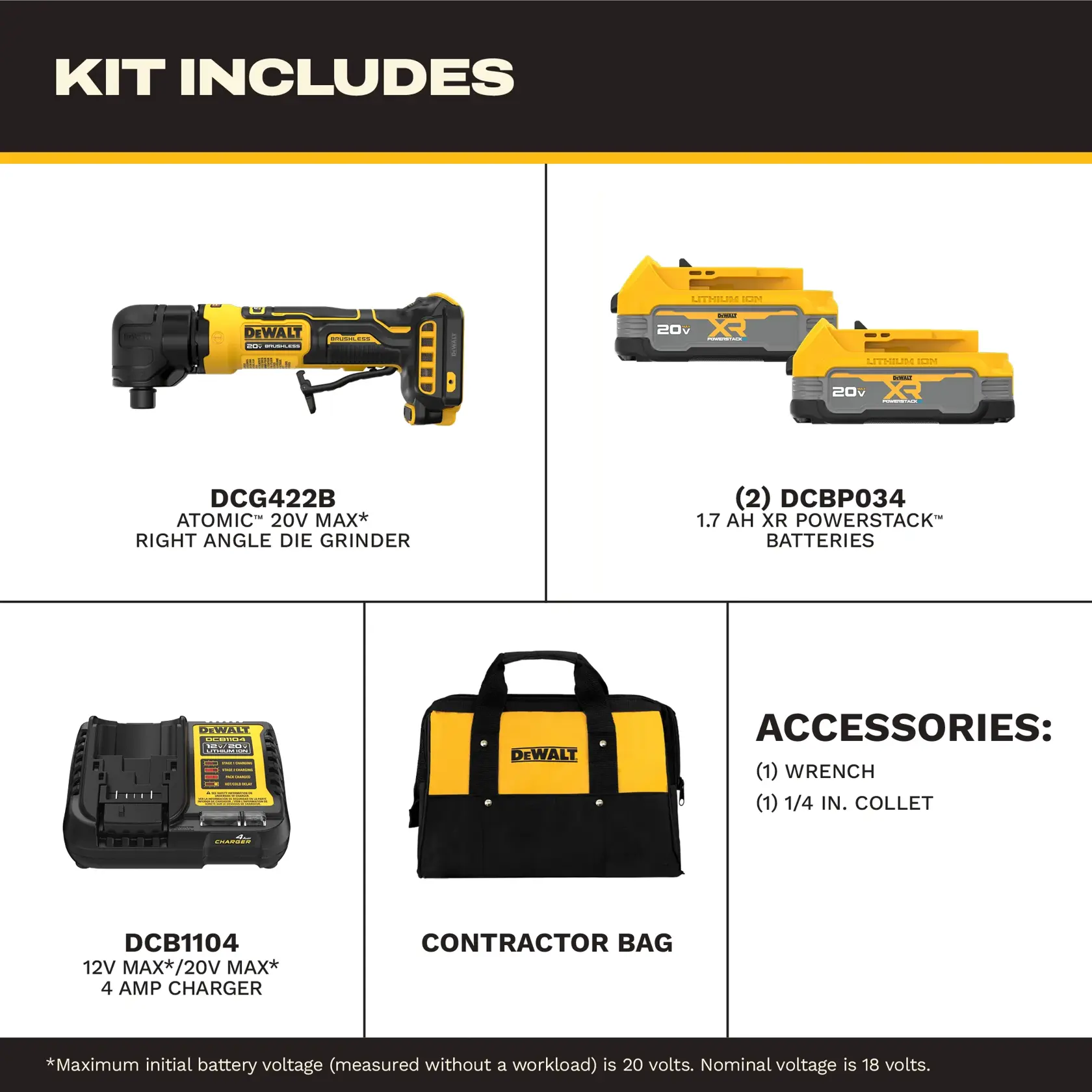 DEWALT® ATOMIC™ 20V MAX* Right Angle Die Grinder Kit