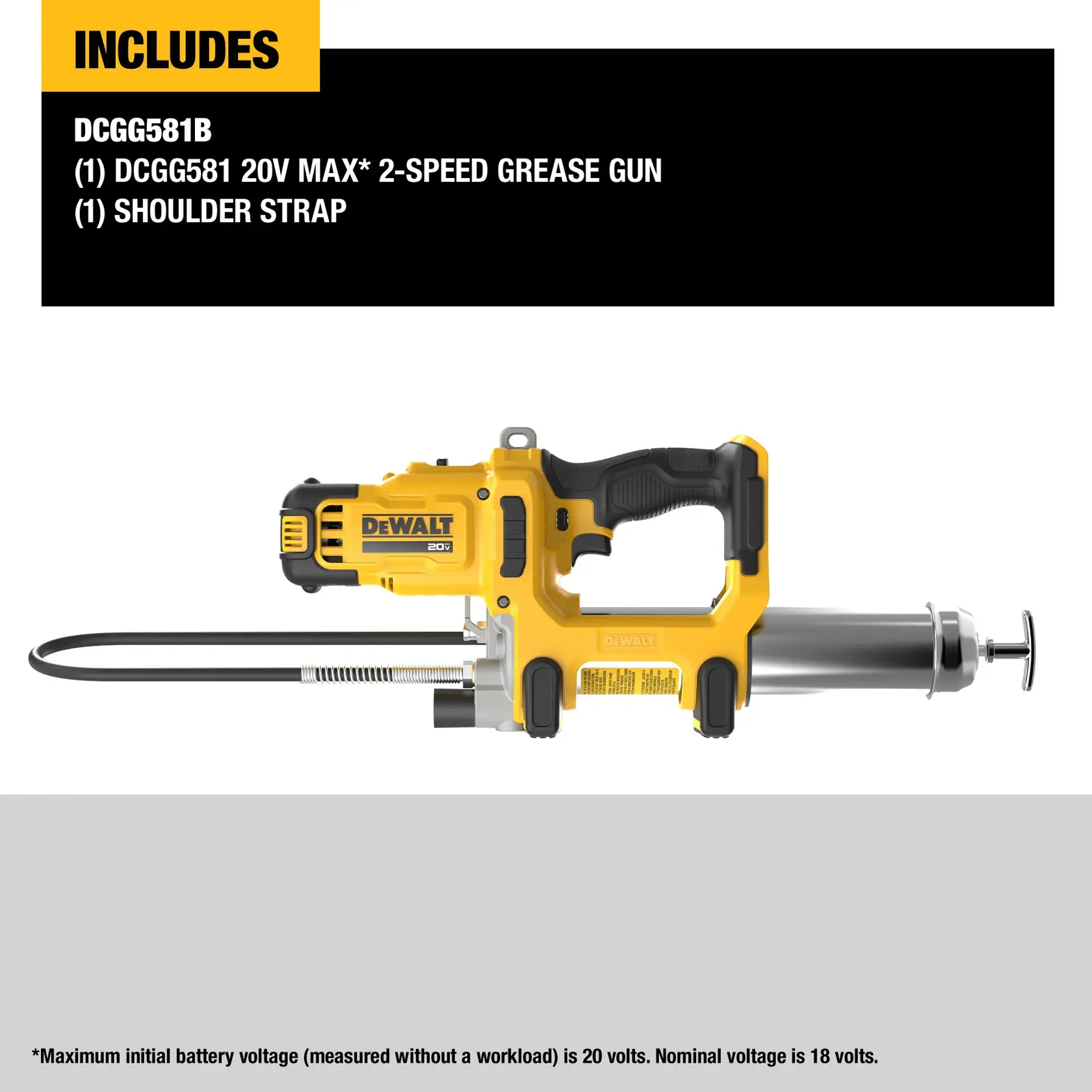 20V MAX* 2-Speed Grease Gun includes