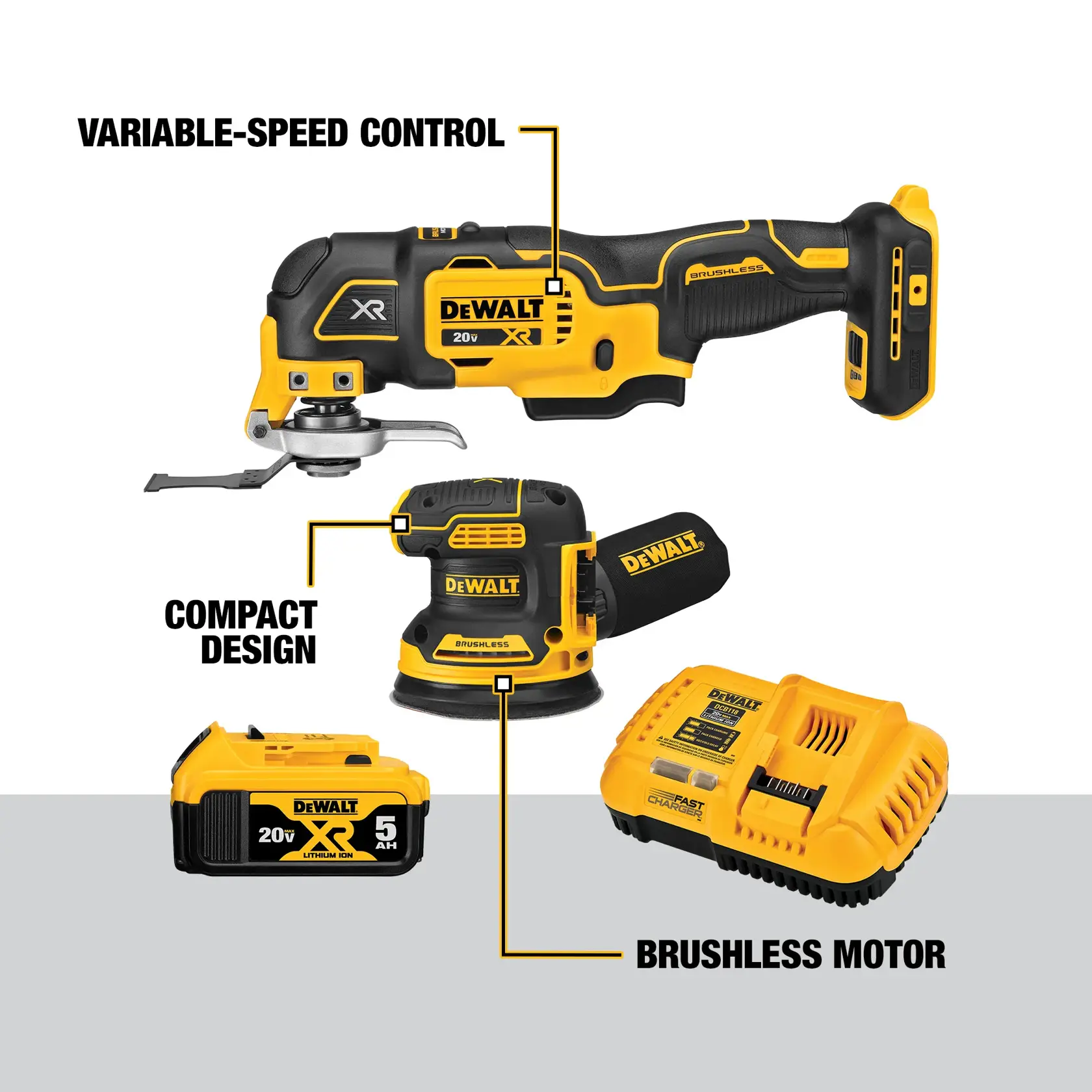 DEWALT® 20V MAX* XR® Sheet Sander and Multi-Tool Combo Kit
