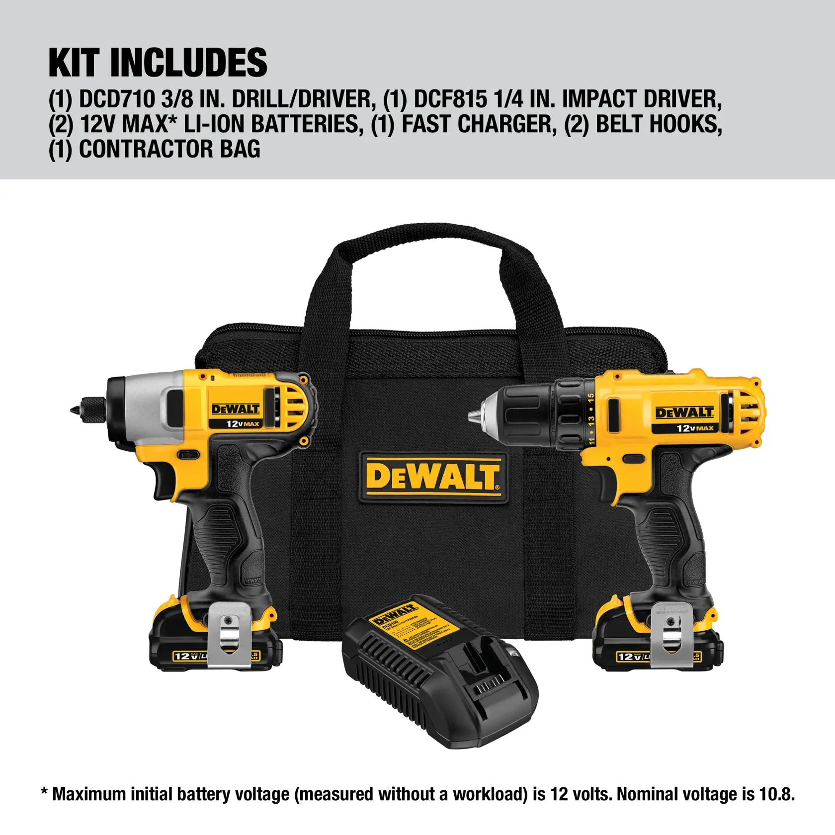 Graphic showing DEWALT XTREME Sub-Compact Series branding with the slogan 'Compact and Performance Packed' on a yellow background.